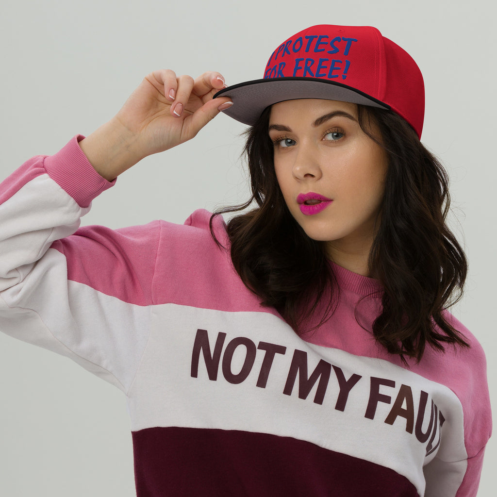  I PROTEST FOR FREE SNAPBACK CAP/Black/Red/Red