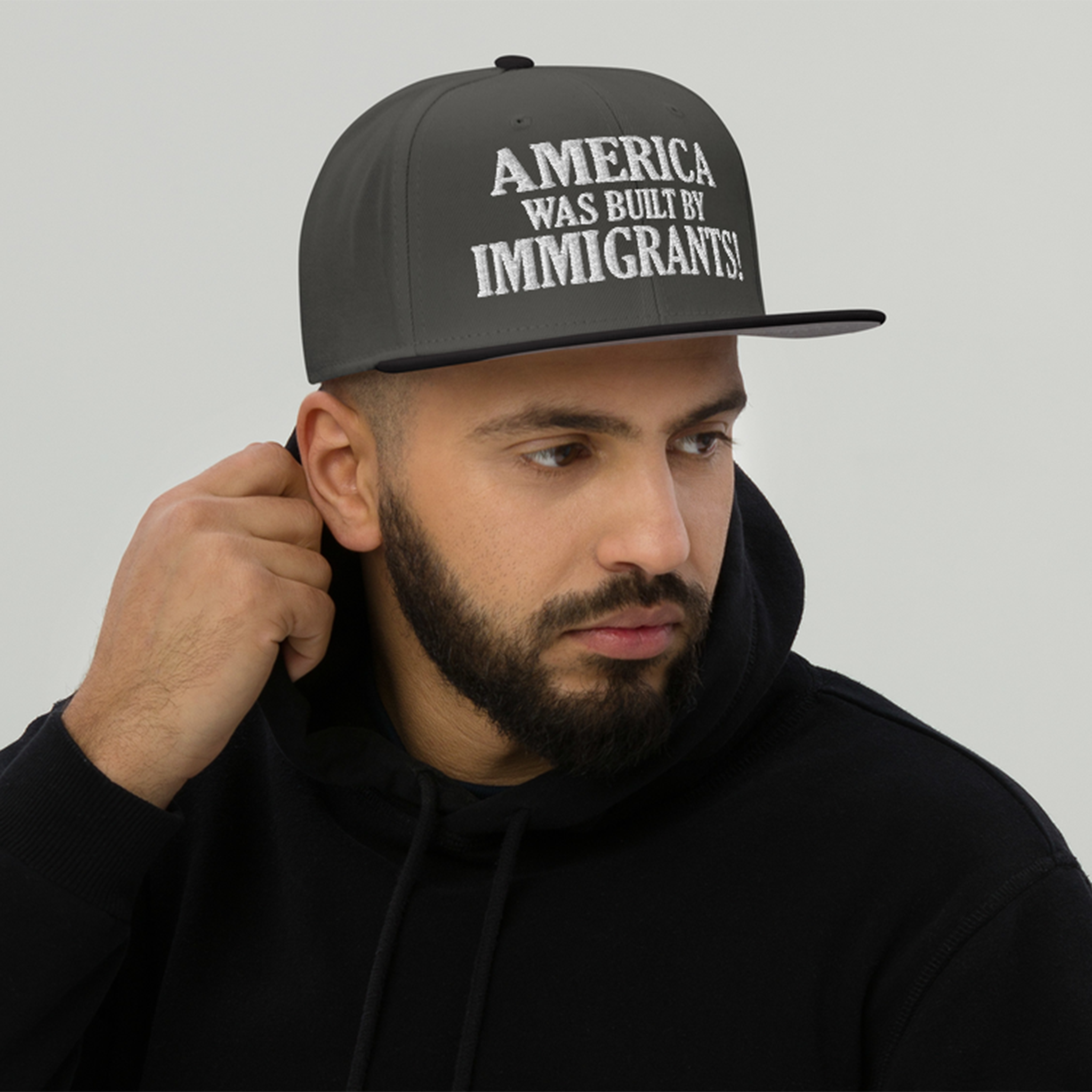 AMERICA WAS BUILT BY IMMIGRANTS  SNAPBACK CAP/Black/Charcoal gray/Charcoal gray