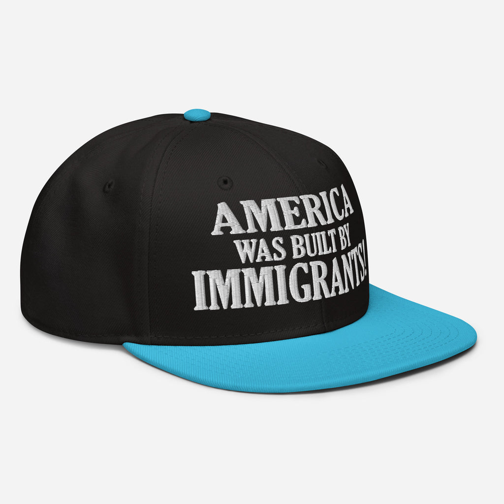 AMERICA WAS BUILT BY IMMIGRANTS  SNAPBACK CAP/Aqua blue/Black/Black