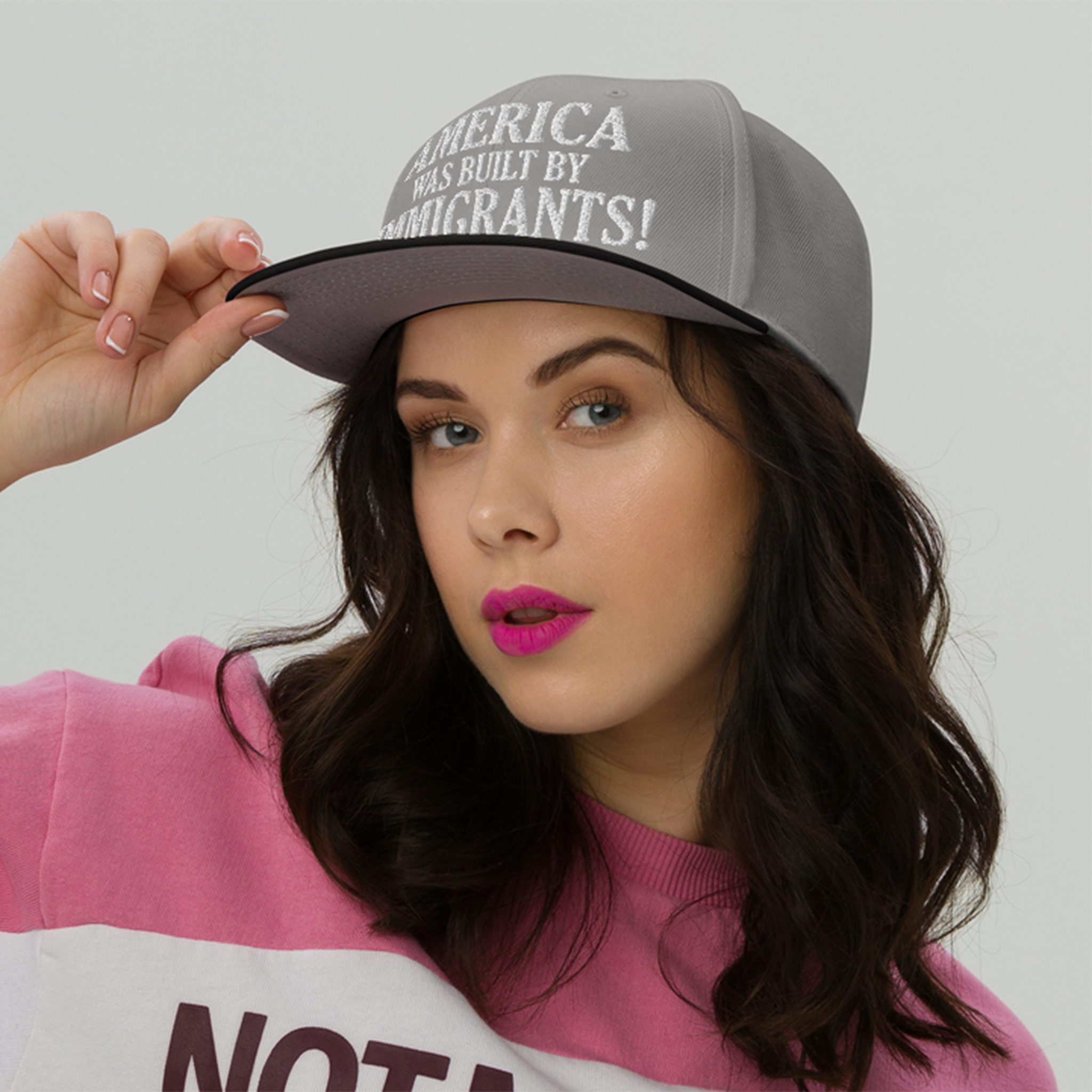 AMERICA WAS BUILT BY IMMIGRANTS  SNAPBACK CAP/Black/Gray/Gray