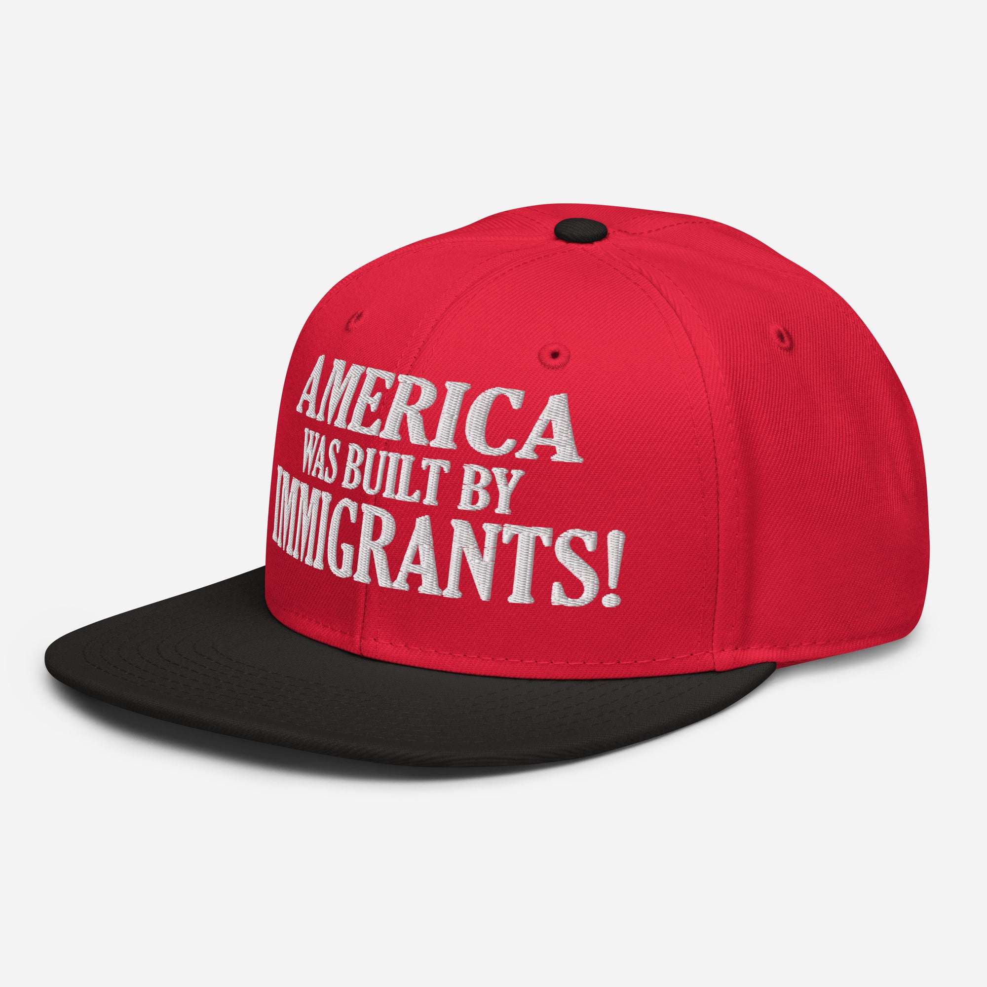 AMERICA WAS BUILT BY IMMIGRANTS  SNAPBACK CAP/Black/Red/Red