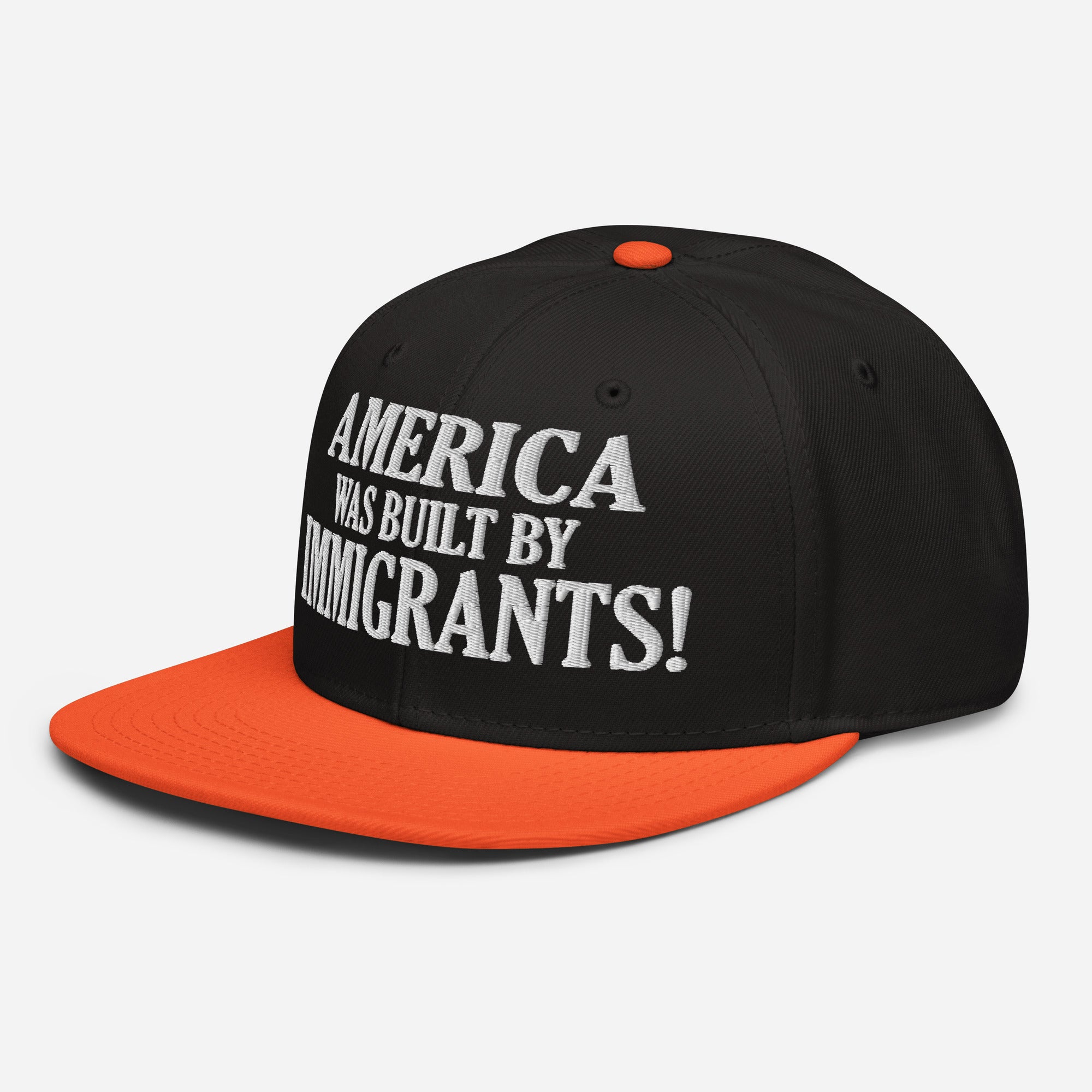 AMERICA WAS BUILT BY IMMIGRANTS  SNAPBACK CAP/Orange/Black/Black