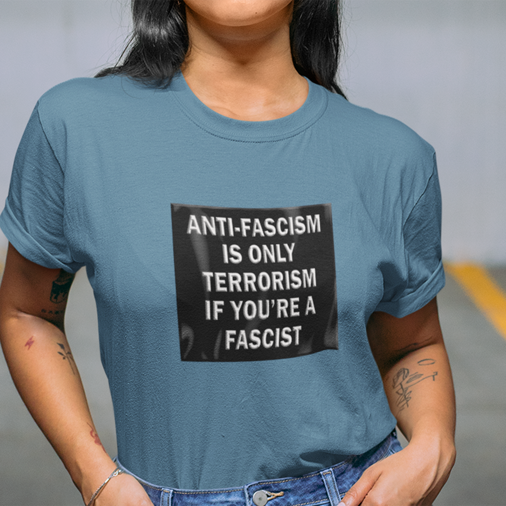 Anti-Fascism T-shirts/steel blue