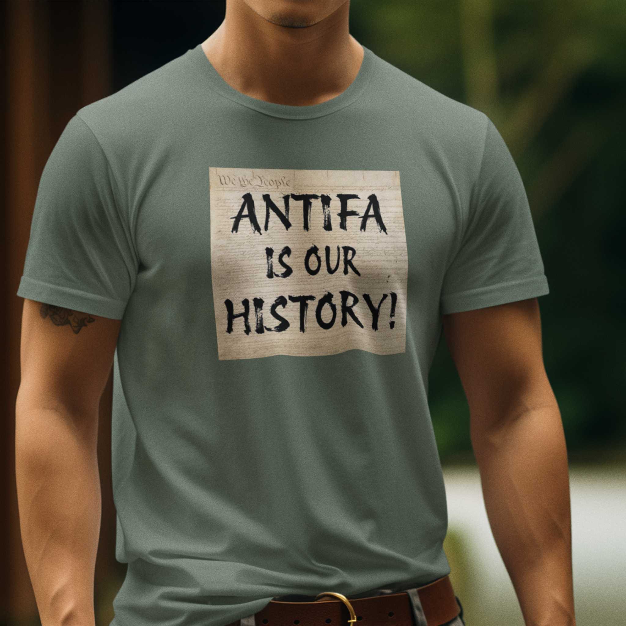 Antifa is our history T-shirt/military_green