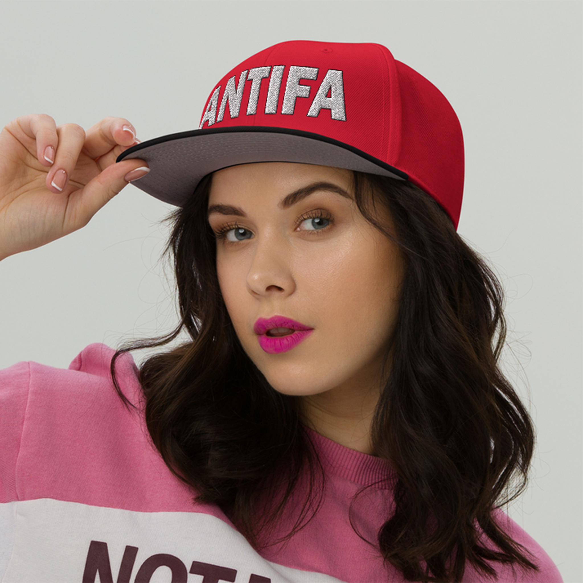 ANTIFA SNAPBACK CAP/Black/Red/Red