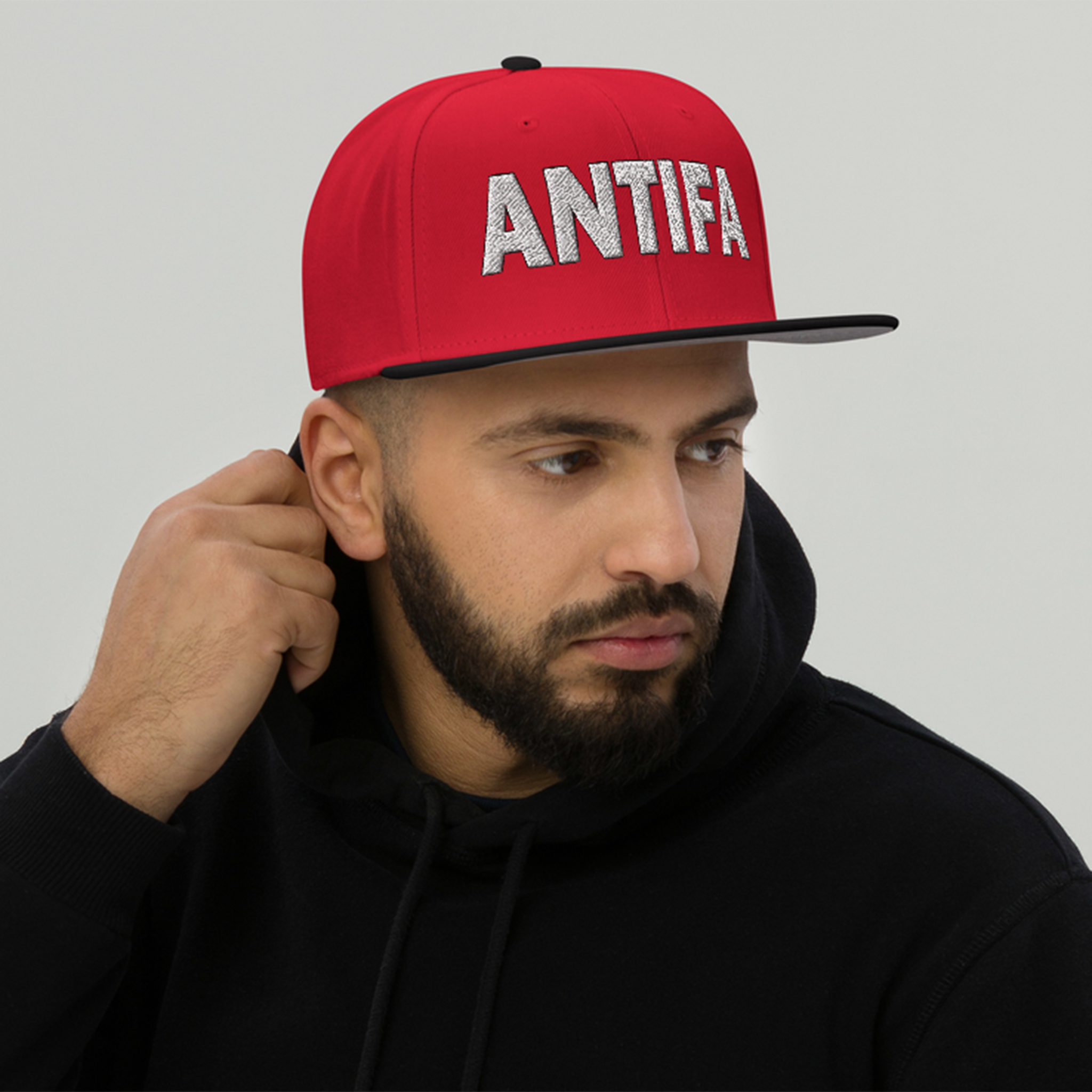 ANTIFA SNAPBACK CAP/Black/Red/Red