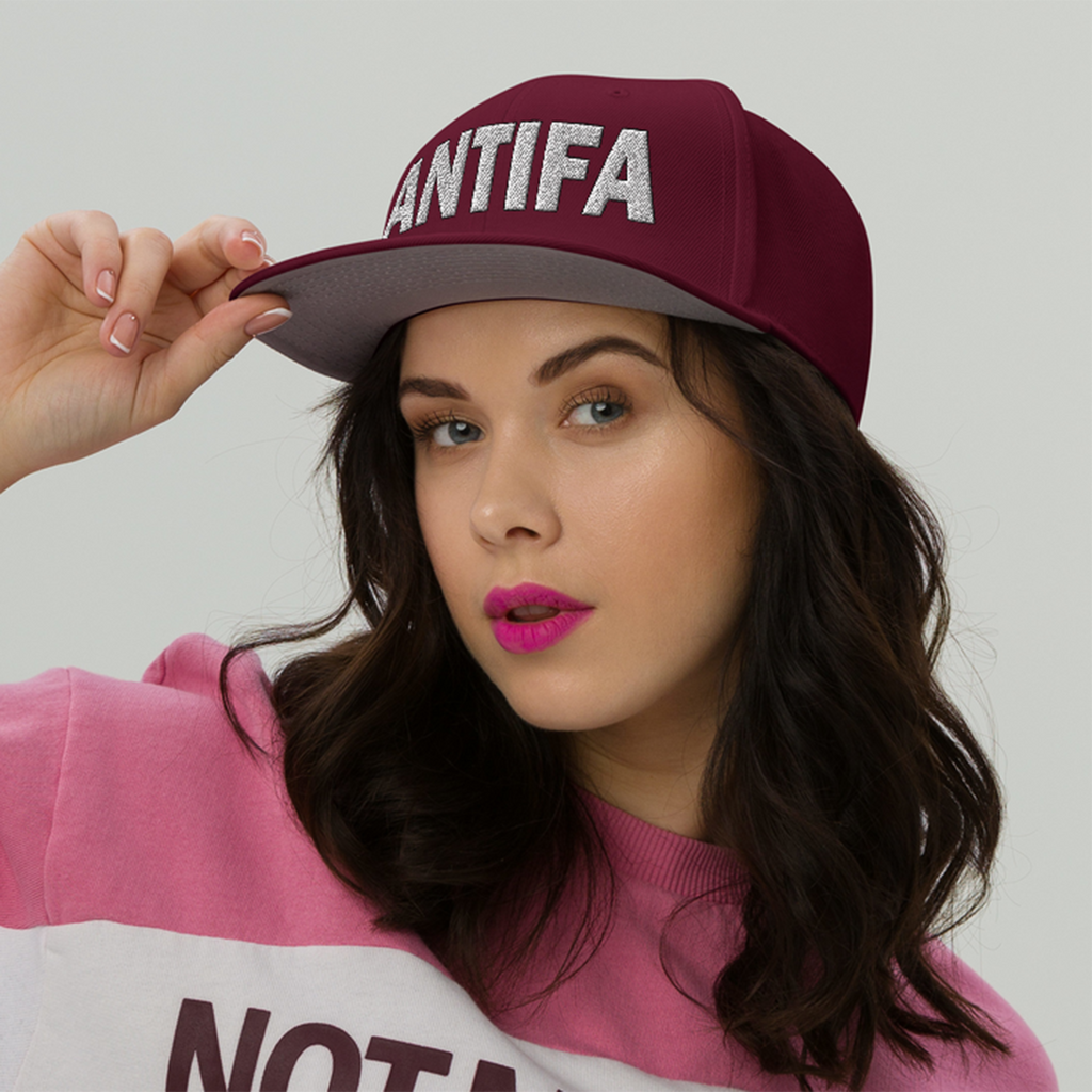 ANTIFA SNAPBACK CAP/Burgundy maroon