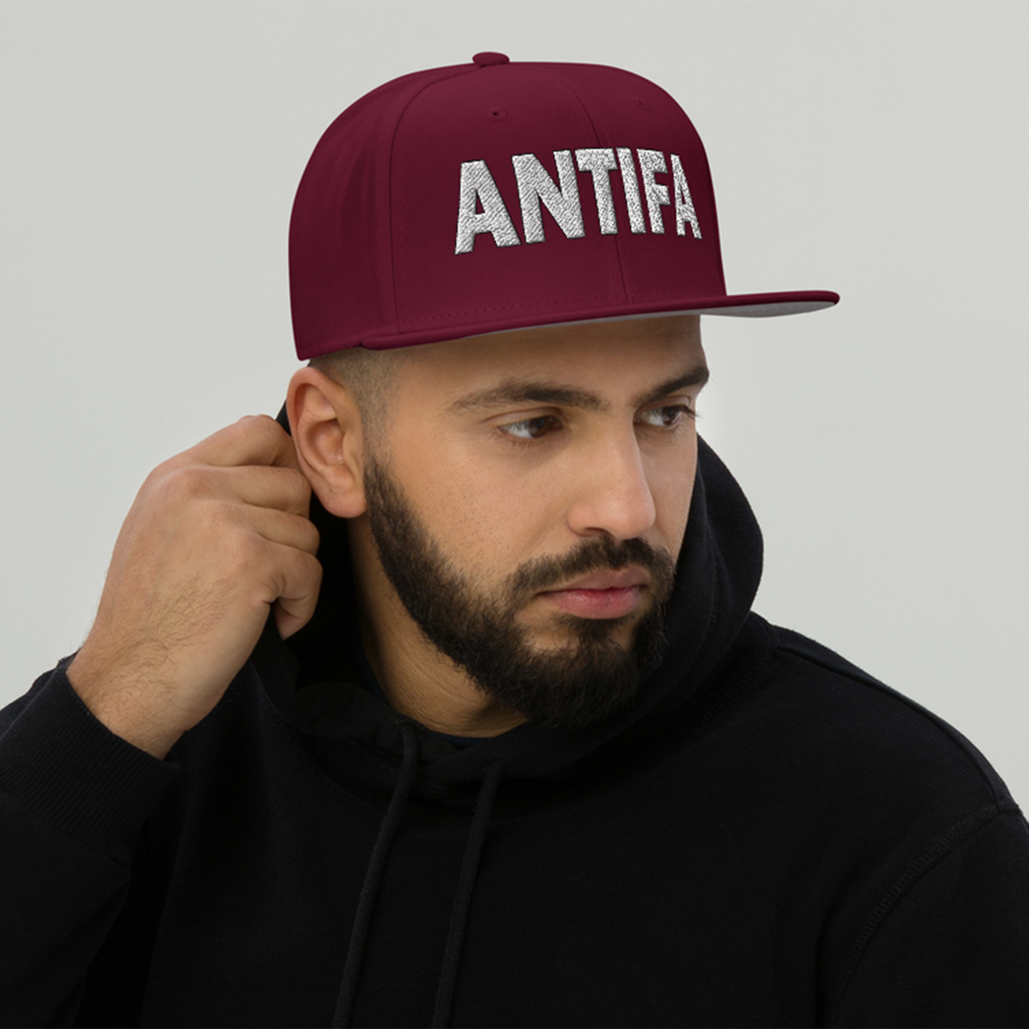 ANTIFA SNAPBACK CAP/Burgundy maroon
