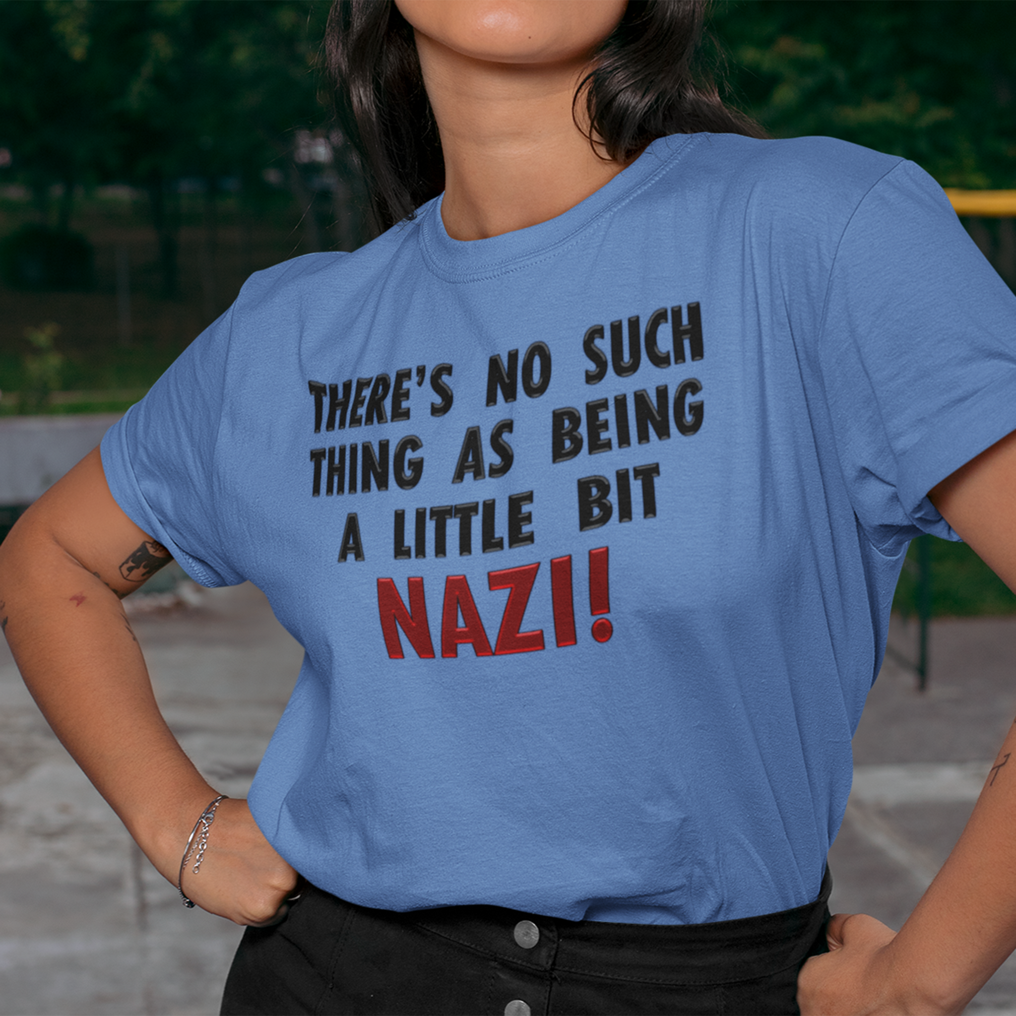 LITTLE BIT NAZI T-SHIRT/HEATHER COLUMBIA BLUE