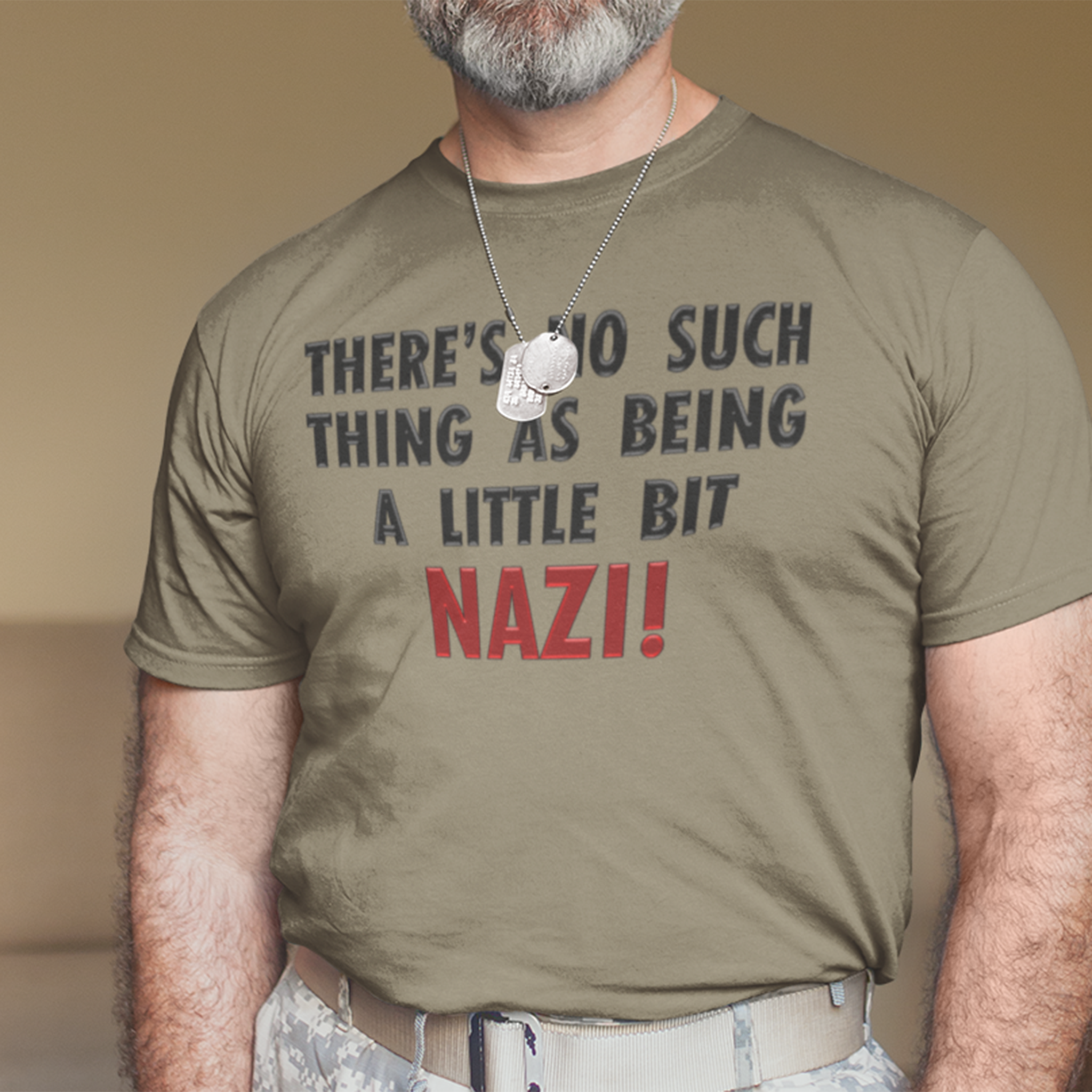 LITTLE BIT NAZI T-SHIRT/HEATHER OLIVE