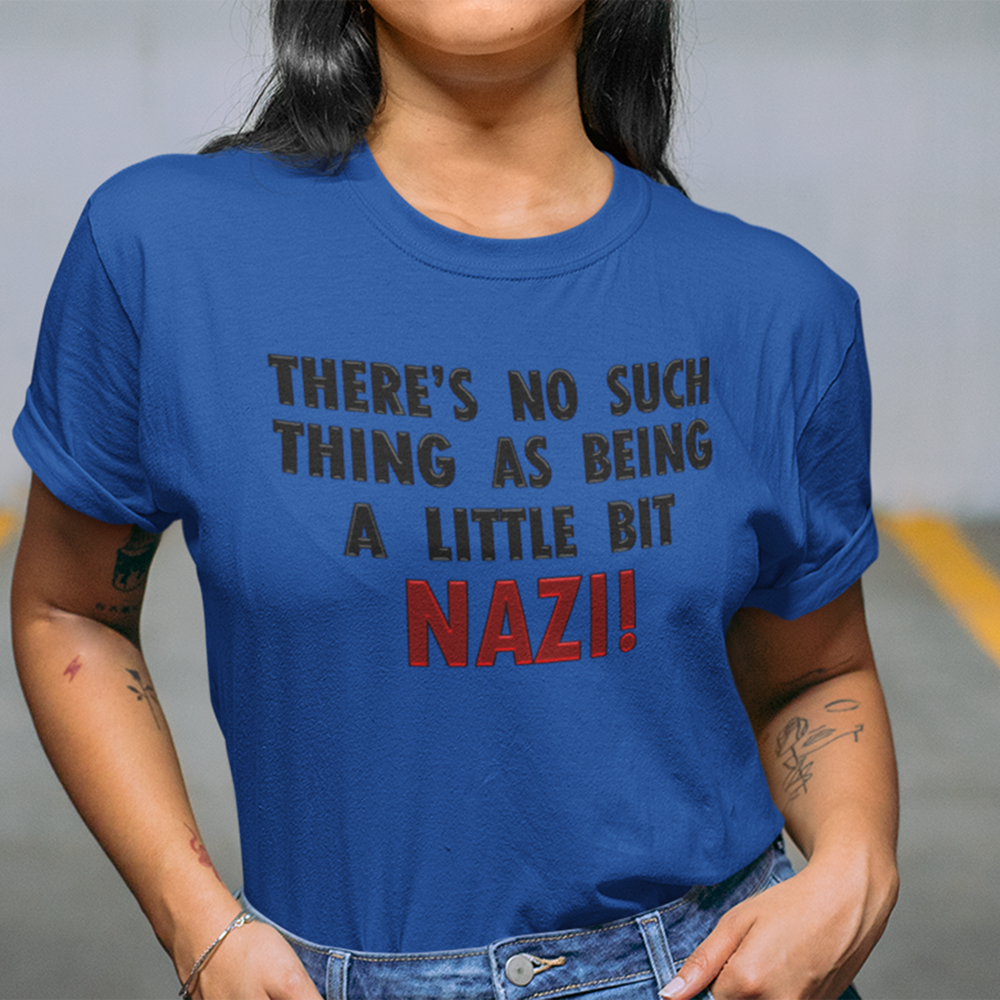 LITTLE BIT NAZI T-SHIRT/HEATHER TRUE ROYAL