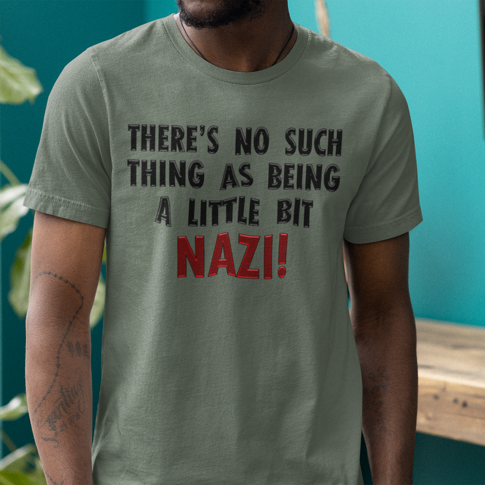 LITTLE BIT NAZI T-SHIRT/MILITARY GREEN