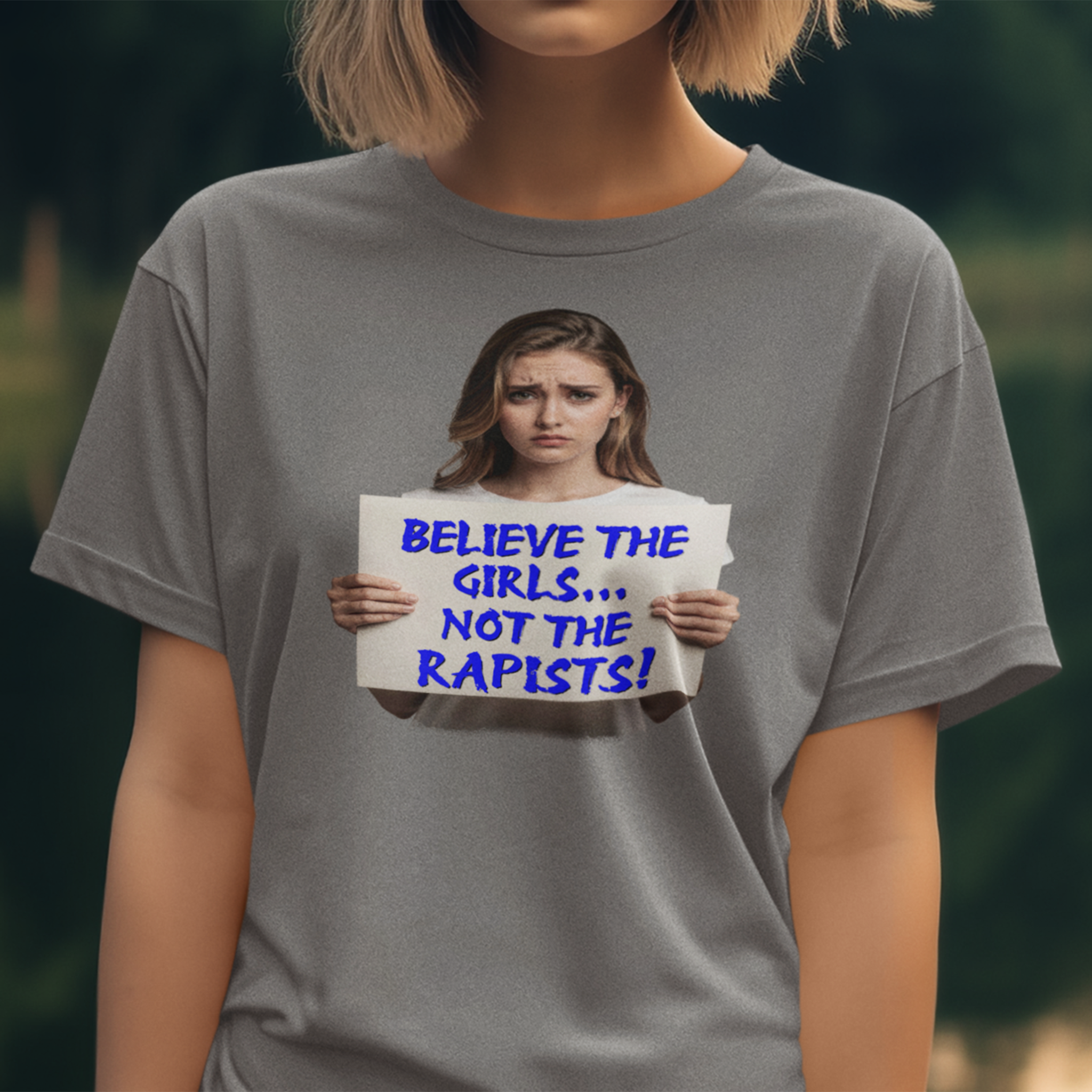 BELIEVE THE GIRLS T-SHIRT/DEEP HEATHER
