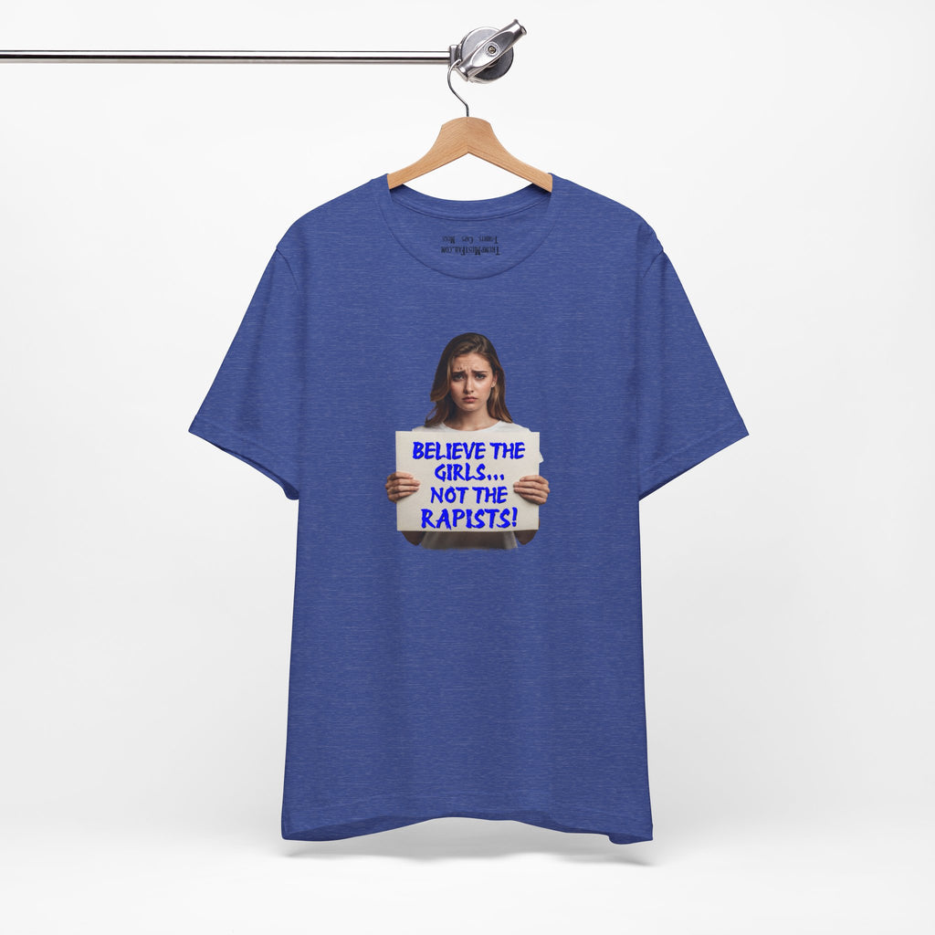 BELIEVE THE GIRLS T-SHIRT/HEATHER TRUE ROYAL