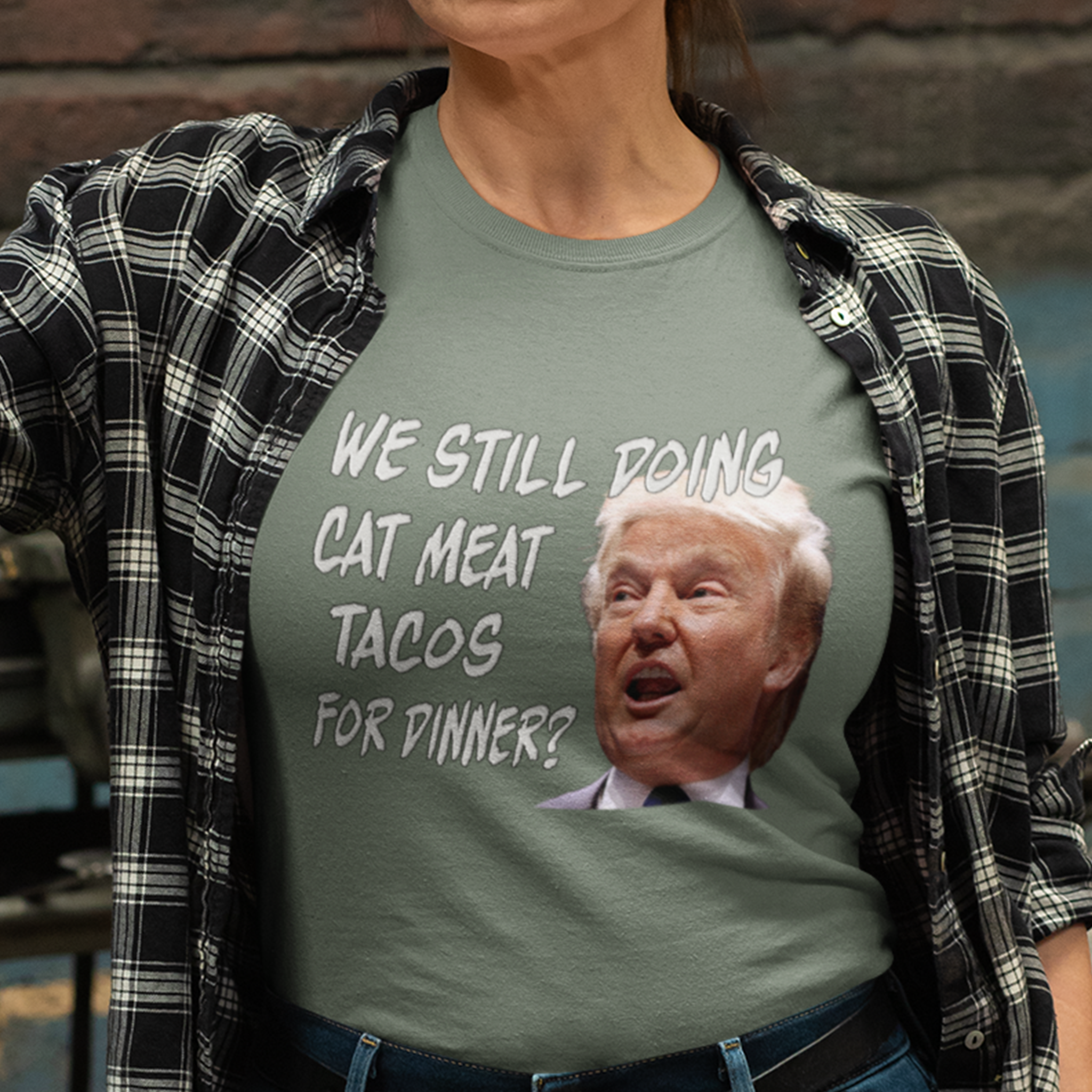 CAT MEAT TACOS T-shirts/military_green