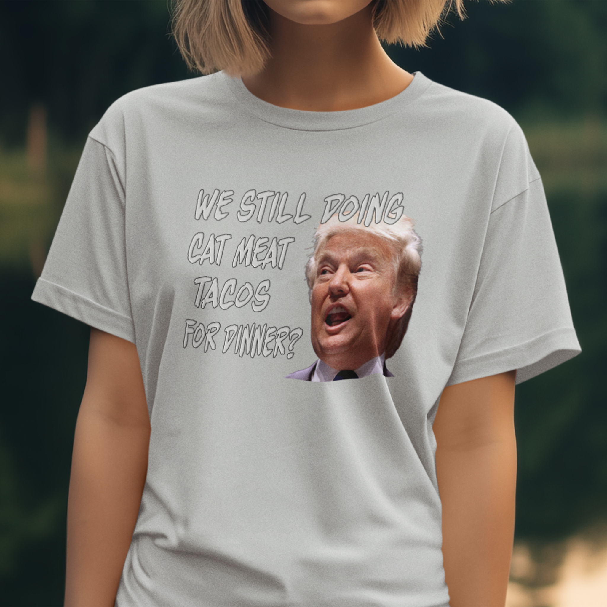 CAT MEAT TACOS T-shirt/silver