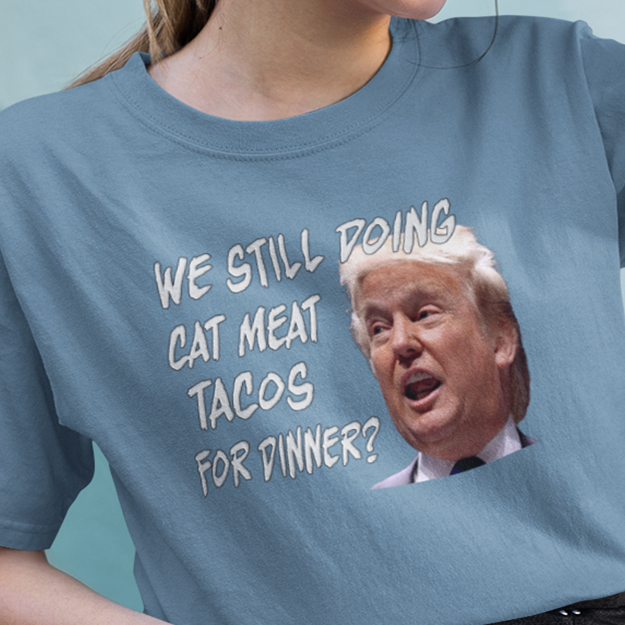 CAT MEAT TACOS T-shirts/steel_blue
