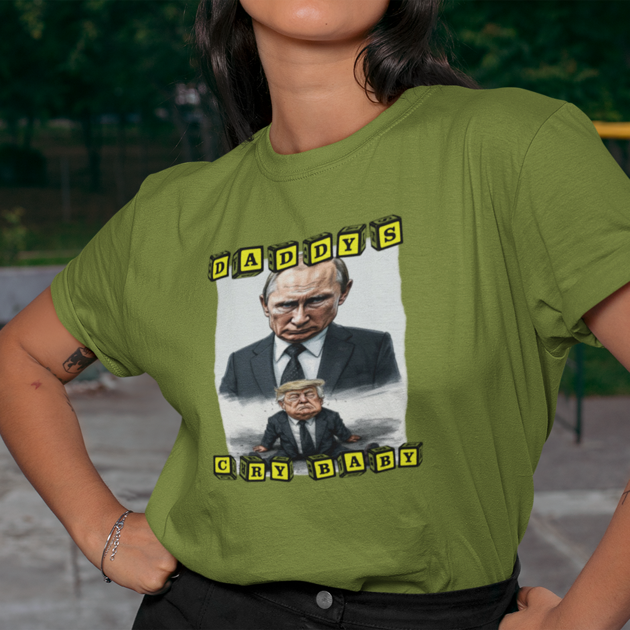 DADDY'S CRY BABY T-shirt/heather green