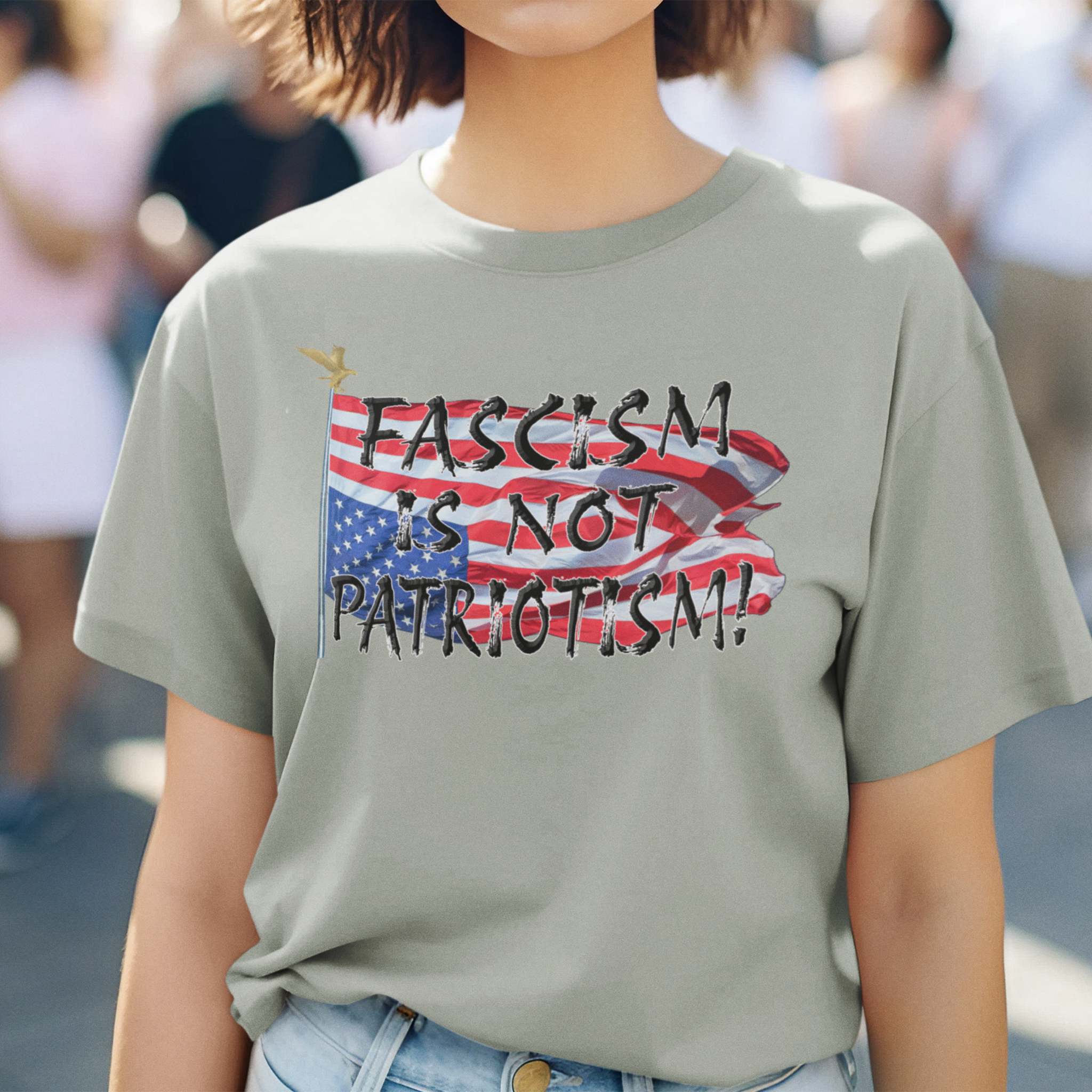 FASCISM IS NOT PATRIOTISM T-SHIRT/ATHLETIC HEATHER