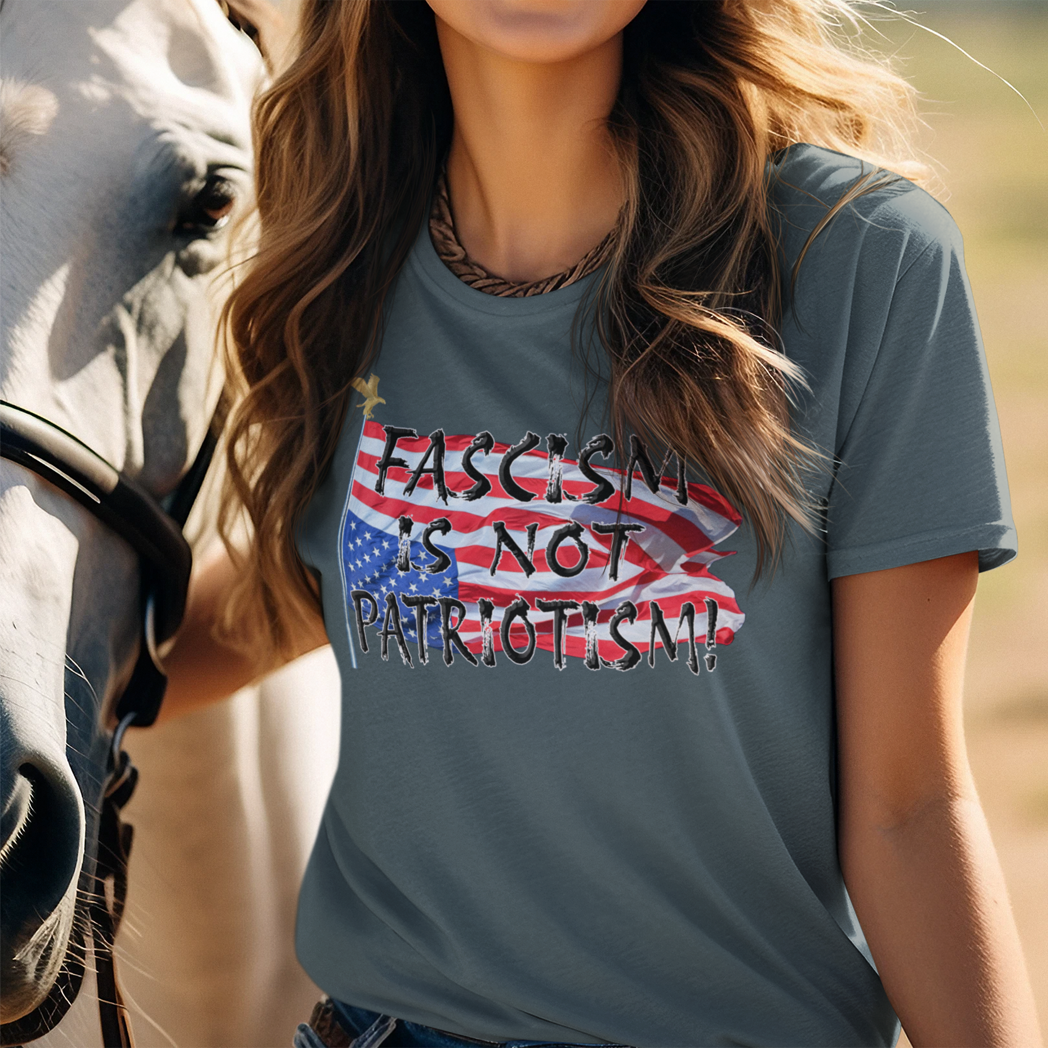 FASCISM IS NOT PATRIOTISM T-SHIRT/DARK GREY