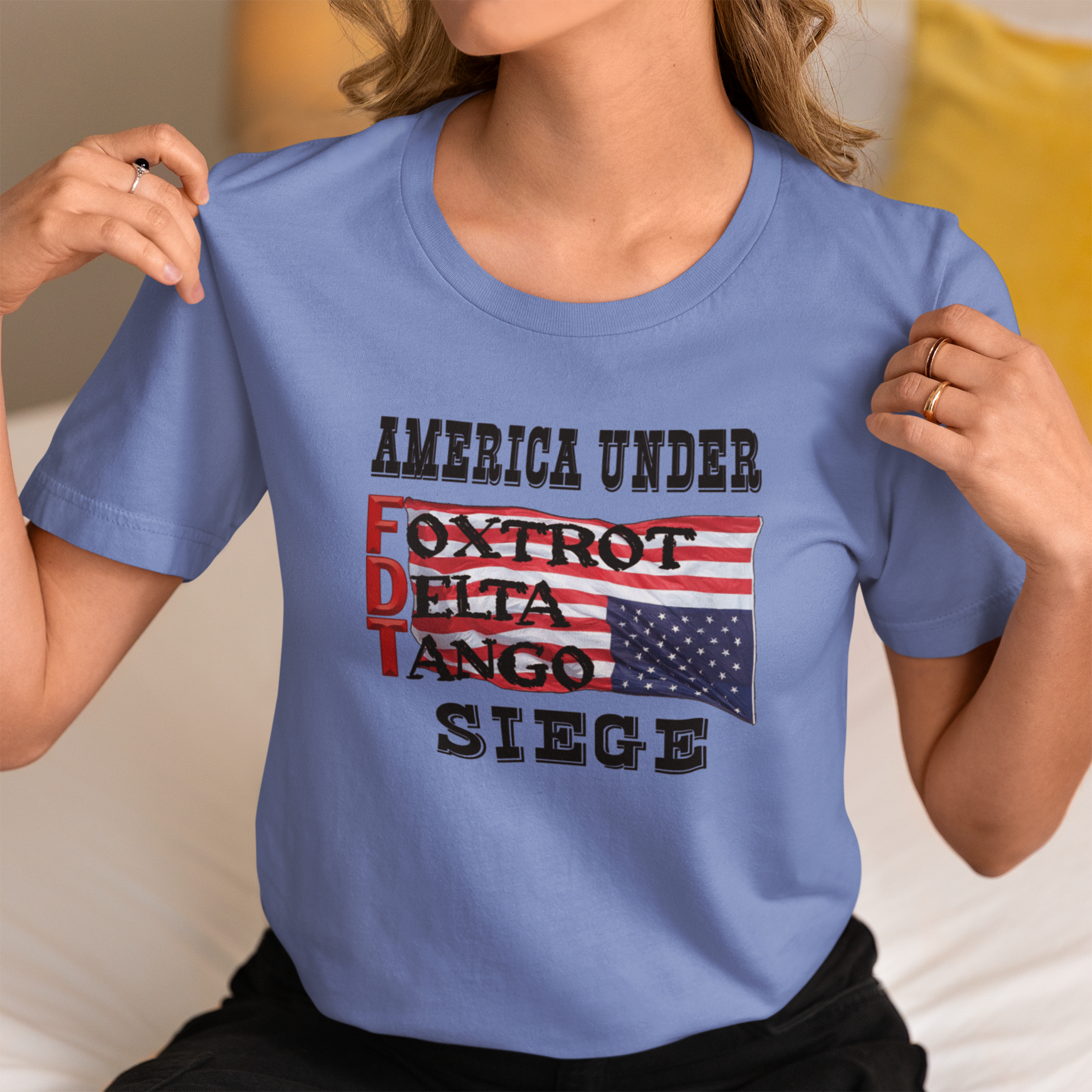 FOXTROT DELTA TANGO 1 T-SHIRT/HEATHER COLUMBIA BLUE