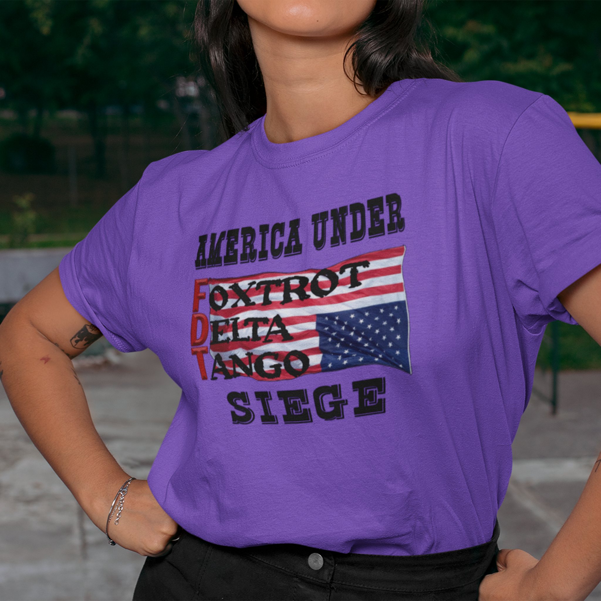 FOXTROT DELTA TANGO 1 T-SHIRT/HEATHER TEAM PURPLE