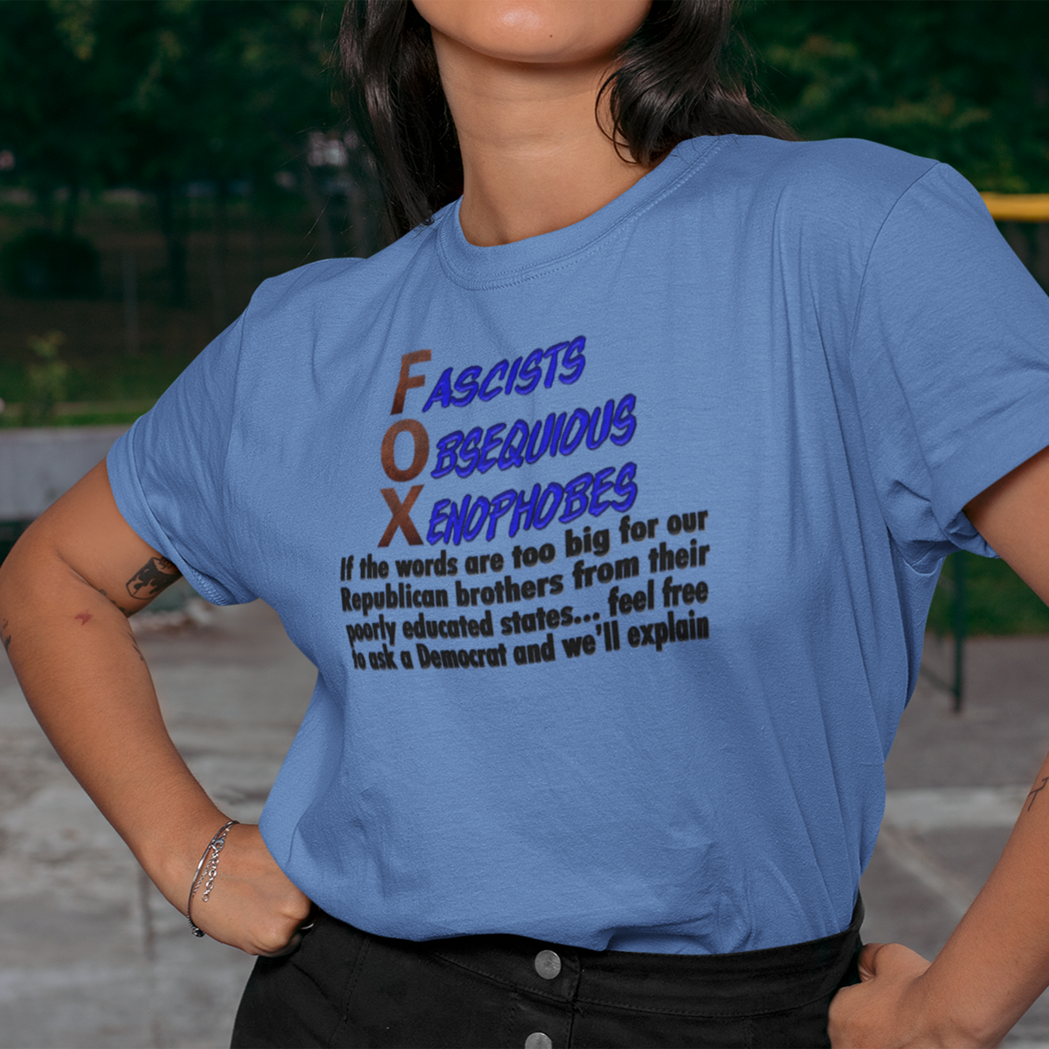 FOX IF THE WORDS T-SHIRT/HEATHER COLUMBIA BLUE