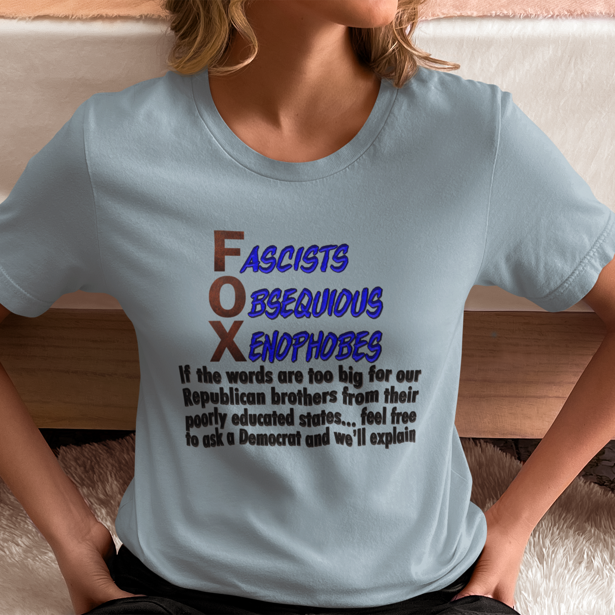 FOX IF THE WORDS T-SHIRT/ LIGHT BLUE