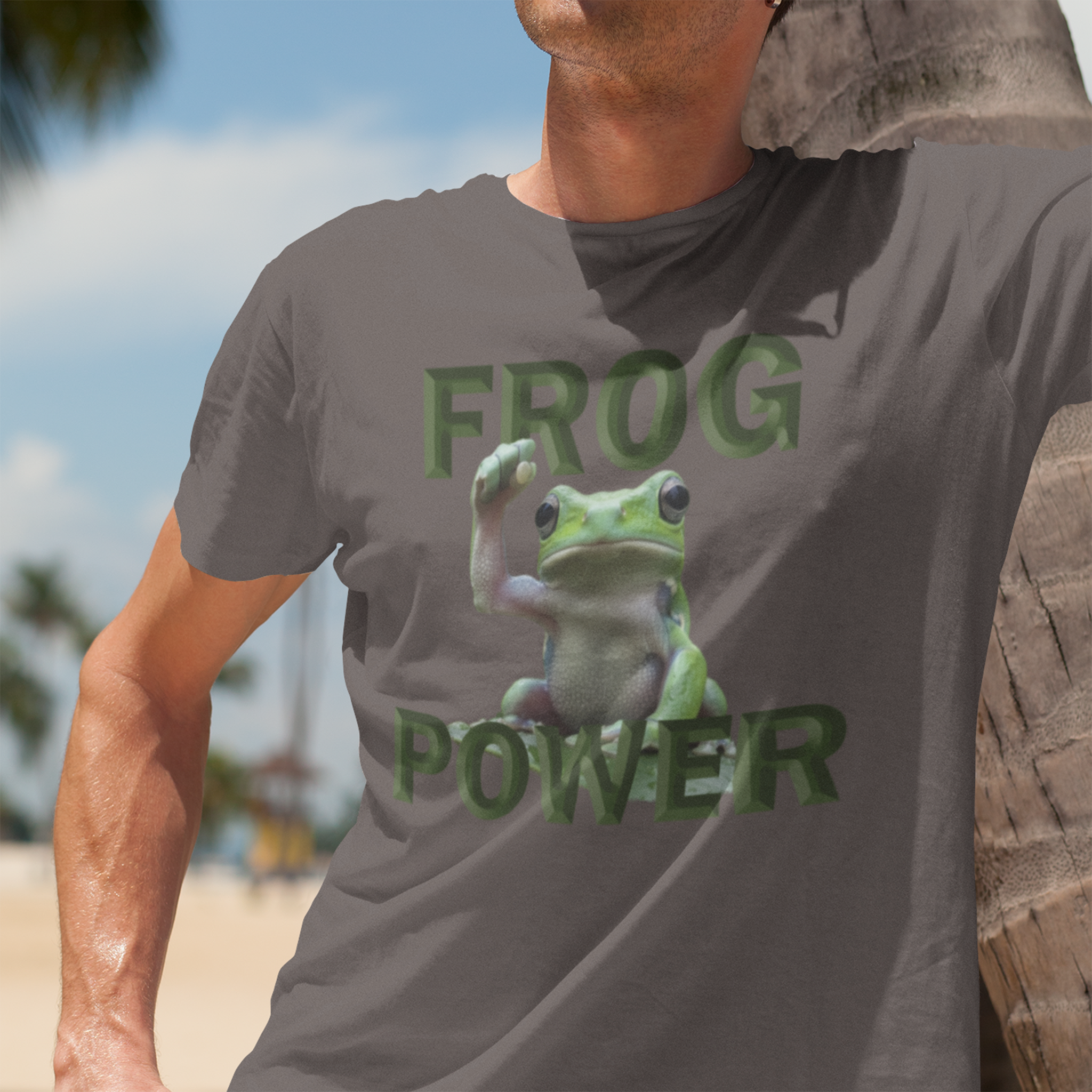 FROG POWER T-SHIRT/BROWN