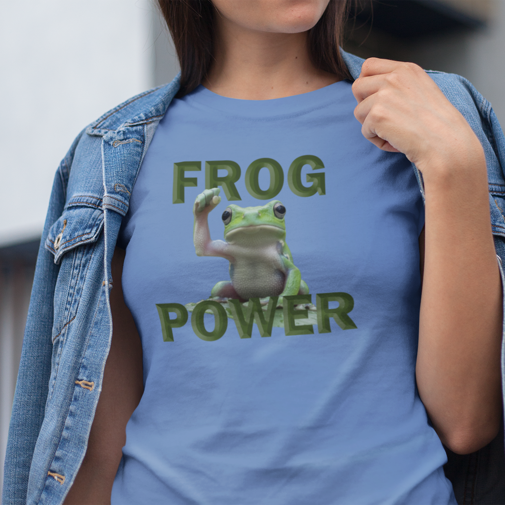 FROG POWER T-SHIRT/HEATHER COLUMBIA BLUE