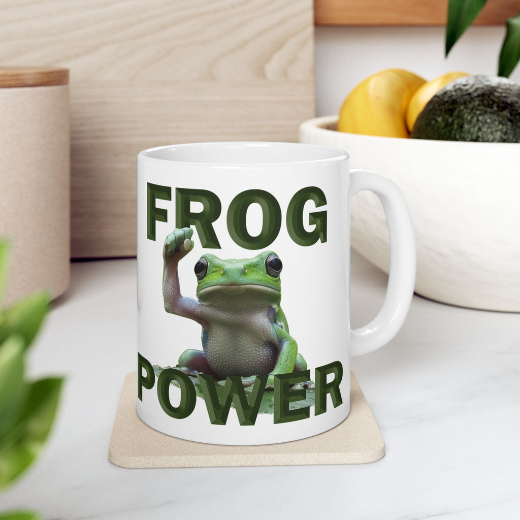 FROG POWER CERAMIC MUG/WHITE