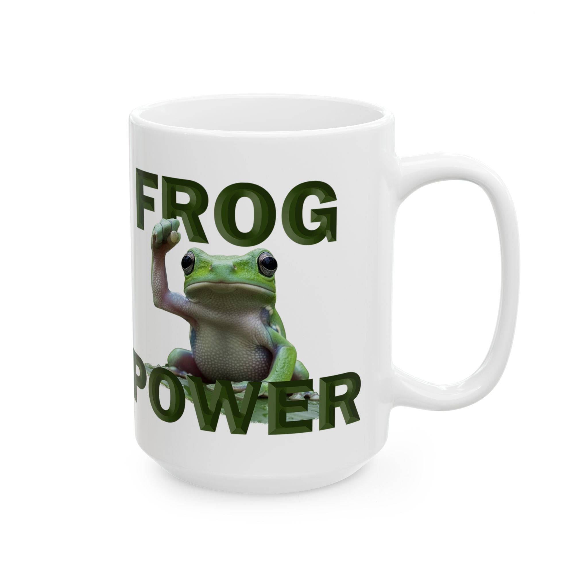 FROG POWER CERAMIC MUG/WHITE
