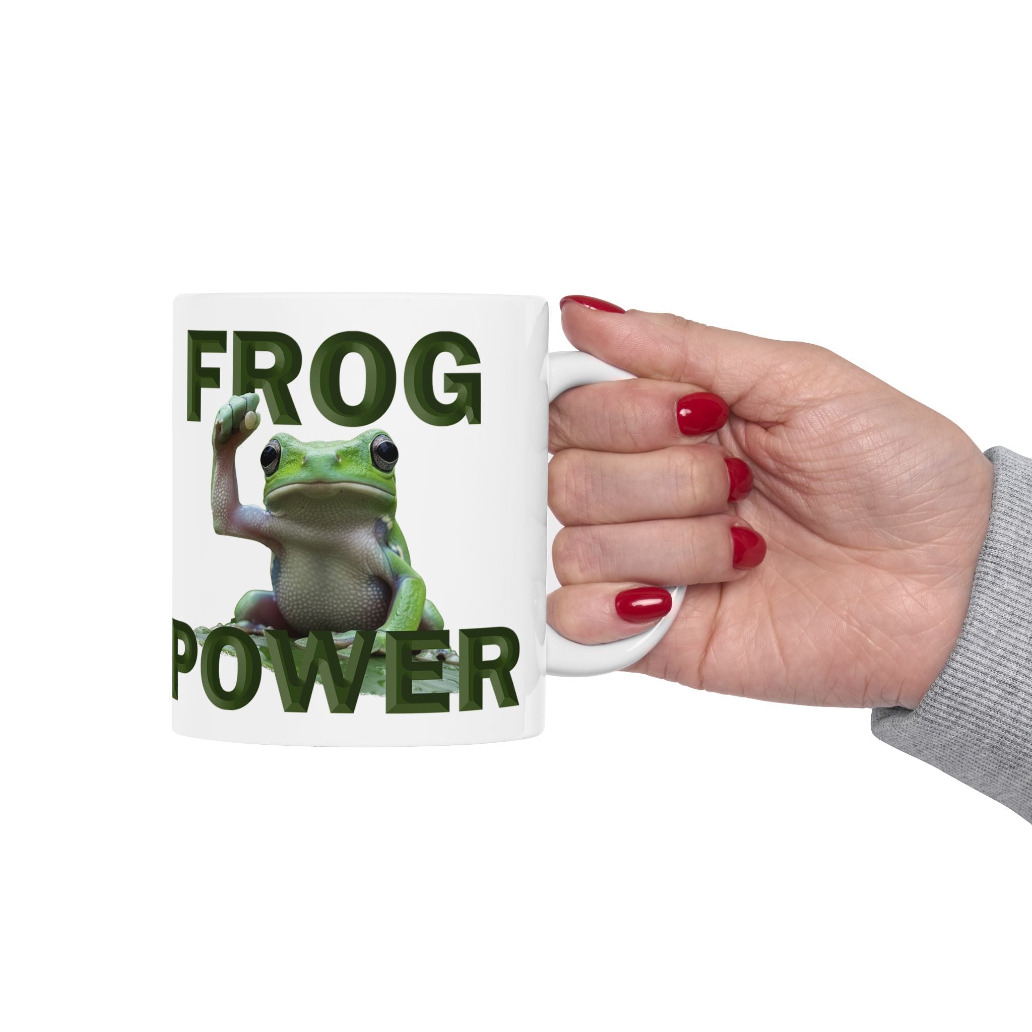 FROG POWER CERAMIC MUG/WHITE