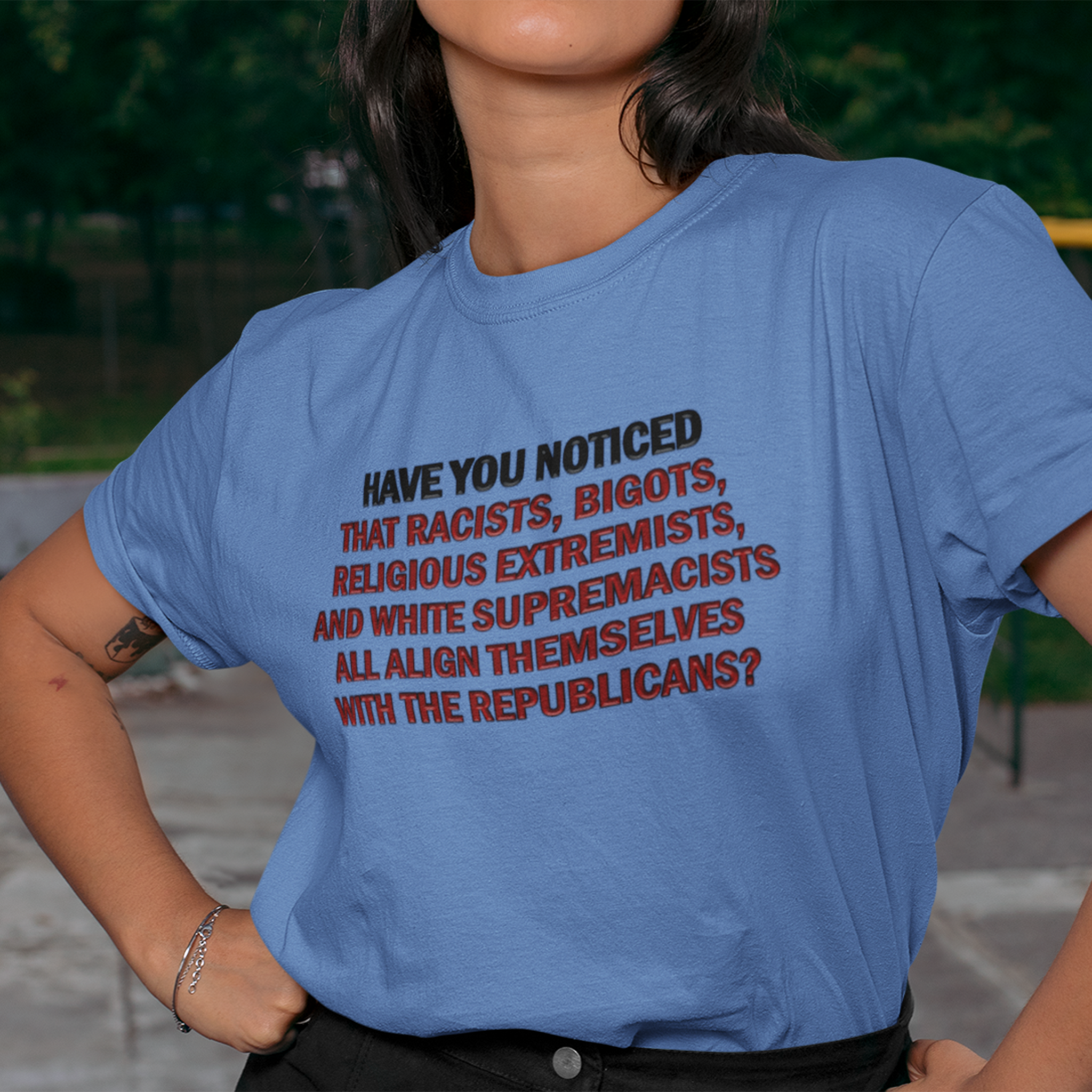 HAVE YOU NOTICED T-SHIRT/HEATHER COLUMBIA BLUE