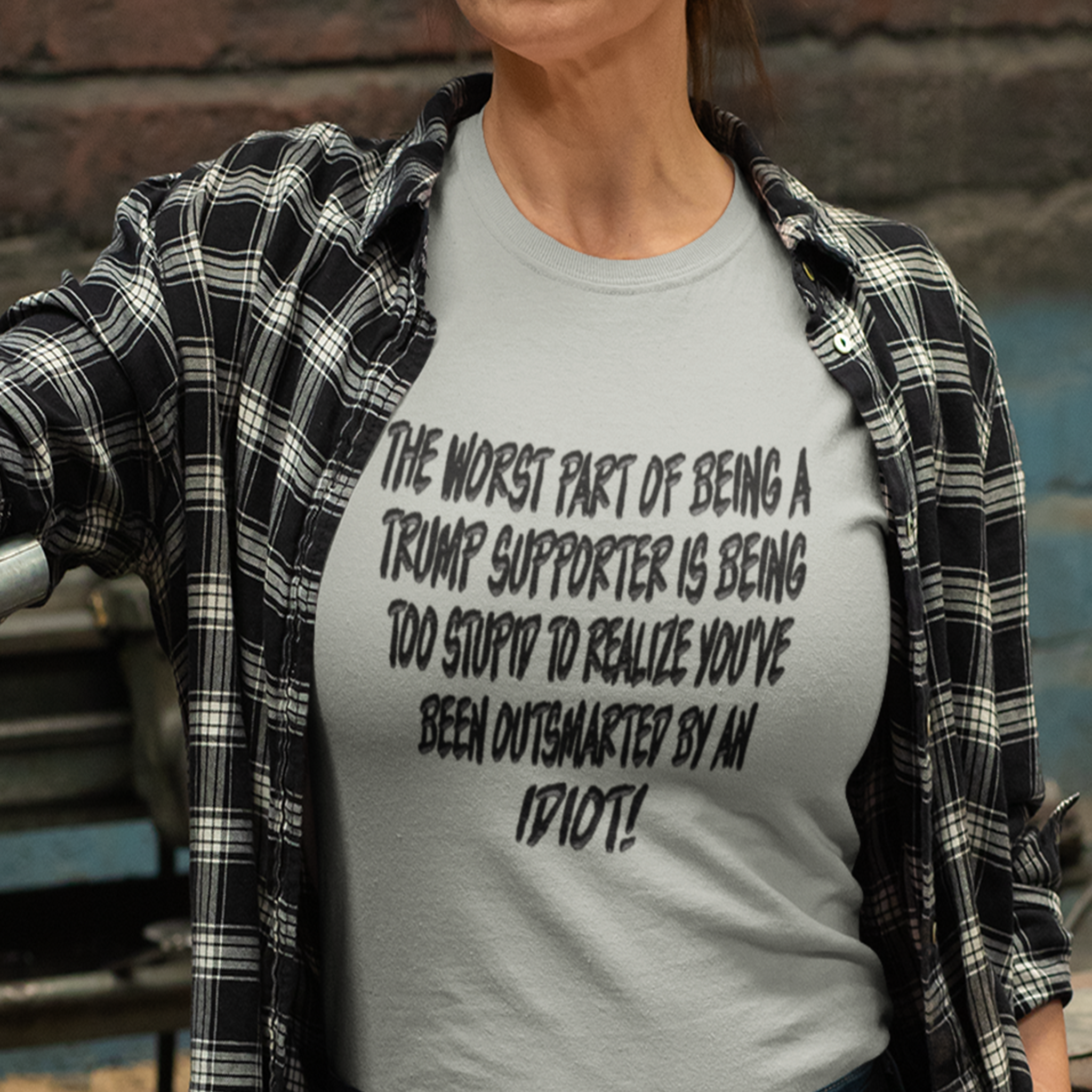 IDIOT BLACK T-SHIRT/ATHLETIC HEATHER