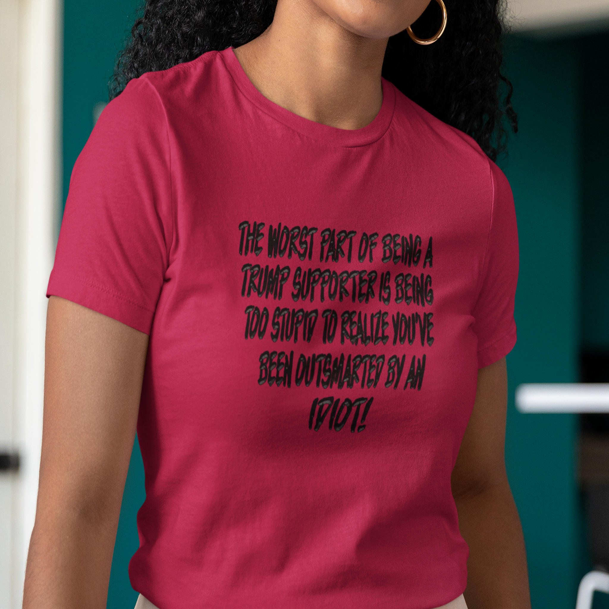 IDIOT BLACK T-SHIRT/HEATHER RED