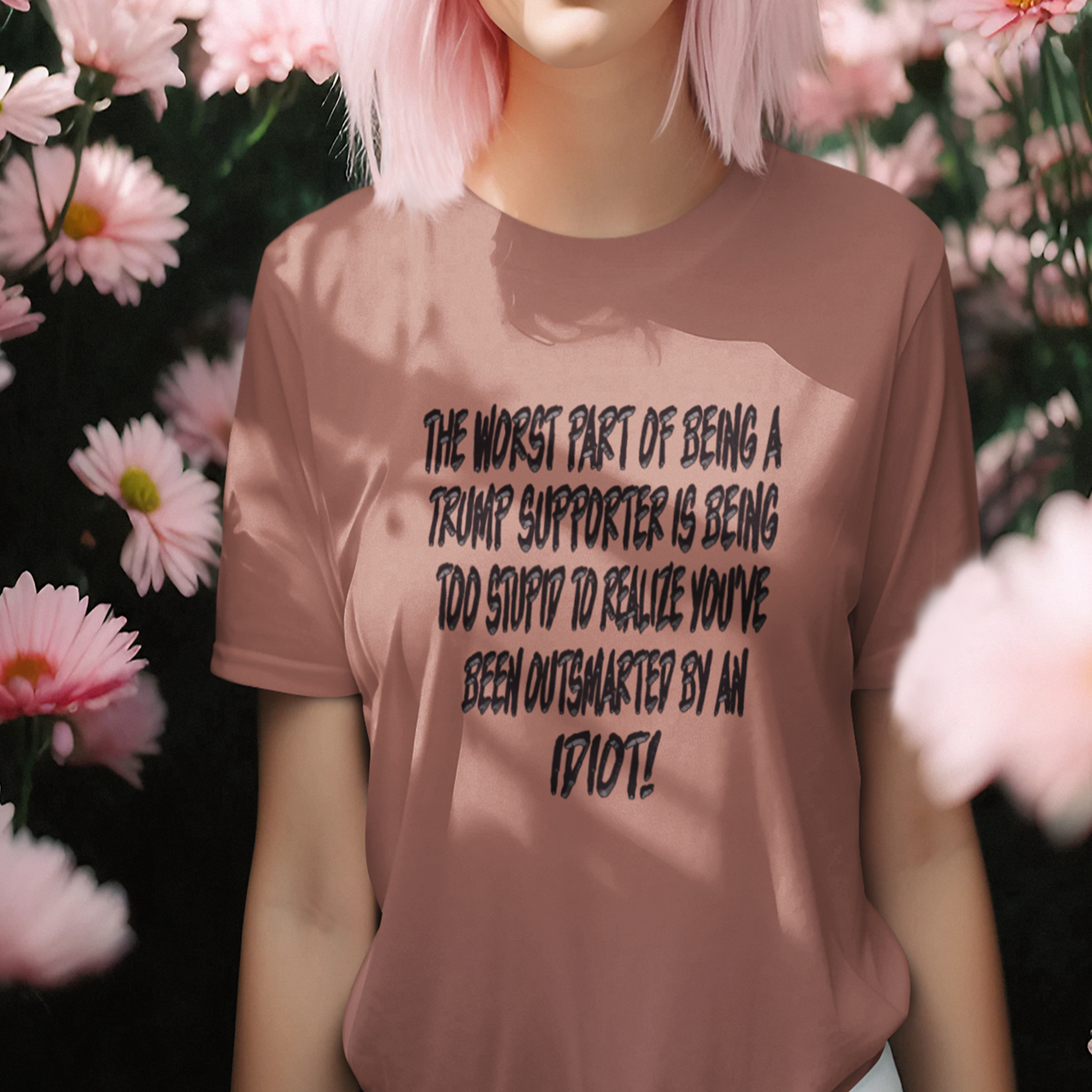 IDIOT BLACK T-SHIRT/HEATHER CLAY