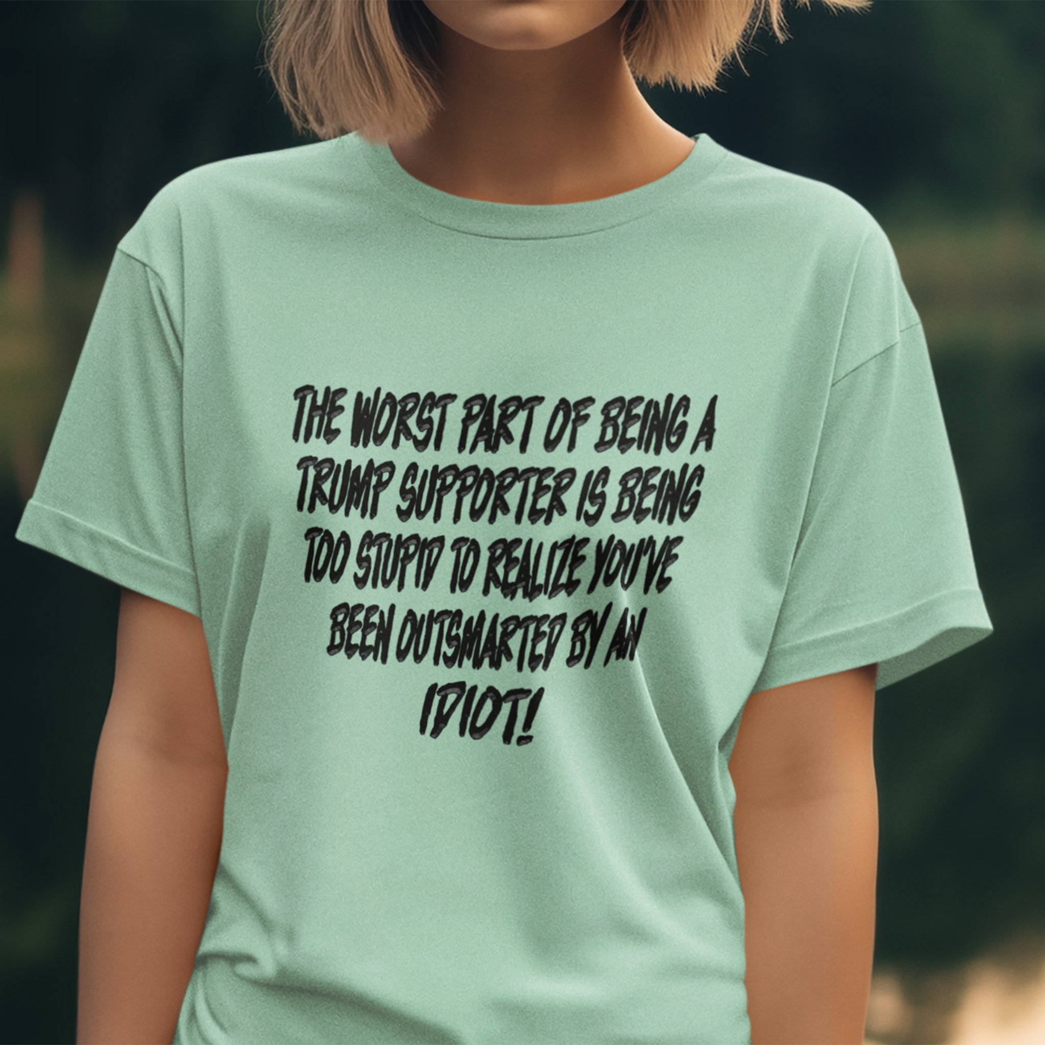 IDIOT BLACK T-SHIRT/HEATHER MINT