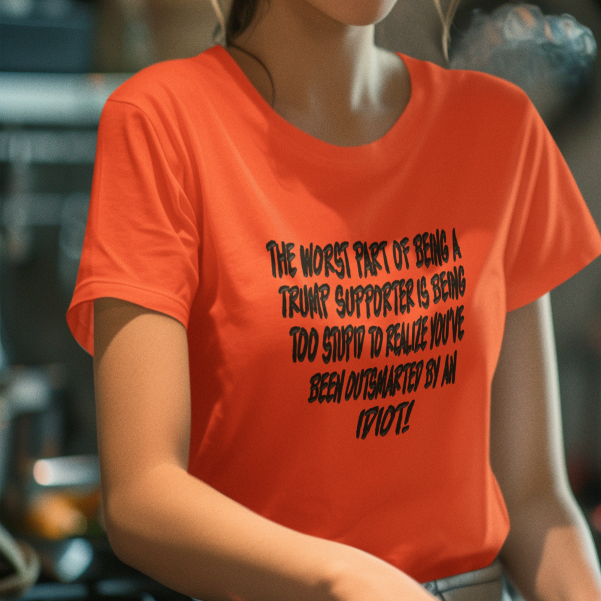 IDIOT BLACK T-SHIRT/ORANGE