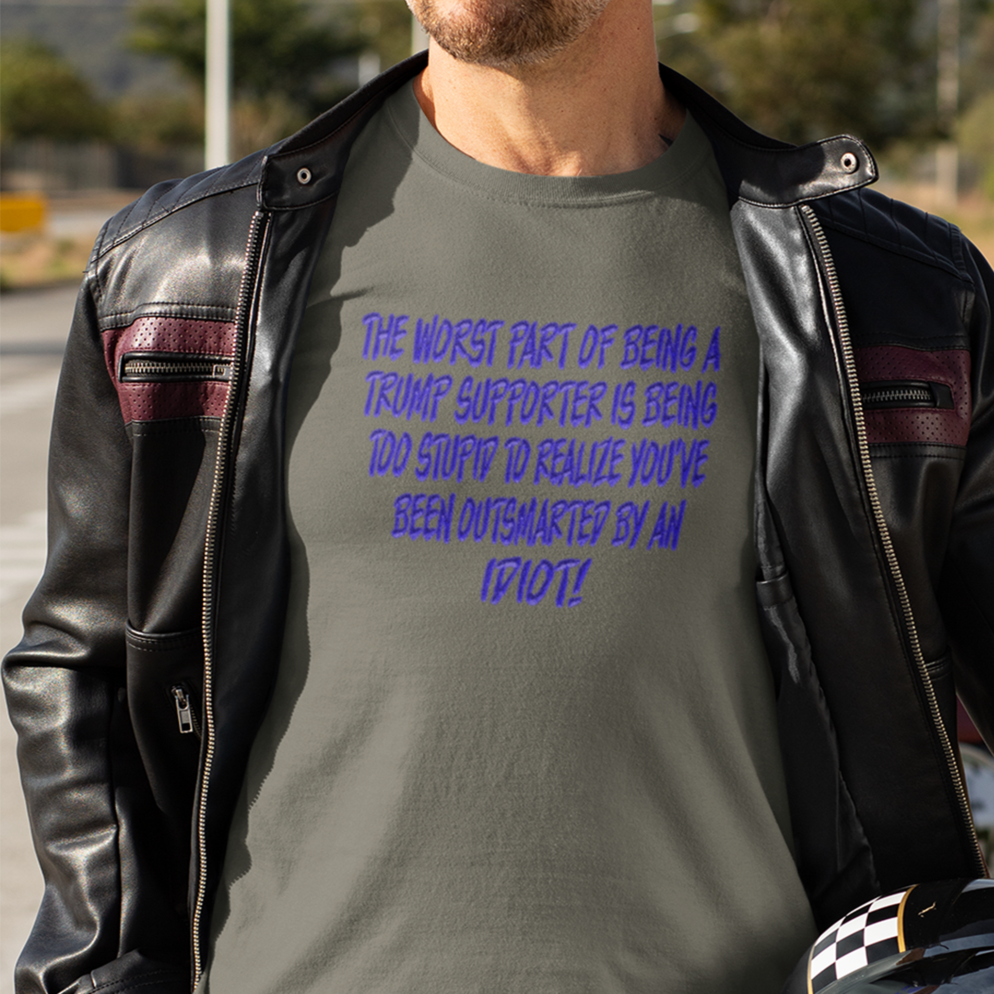 IDIOT BLUE T-SHIRT/ARMY