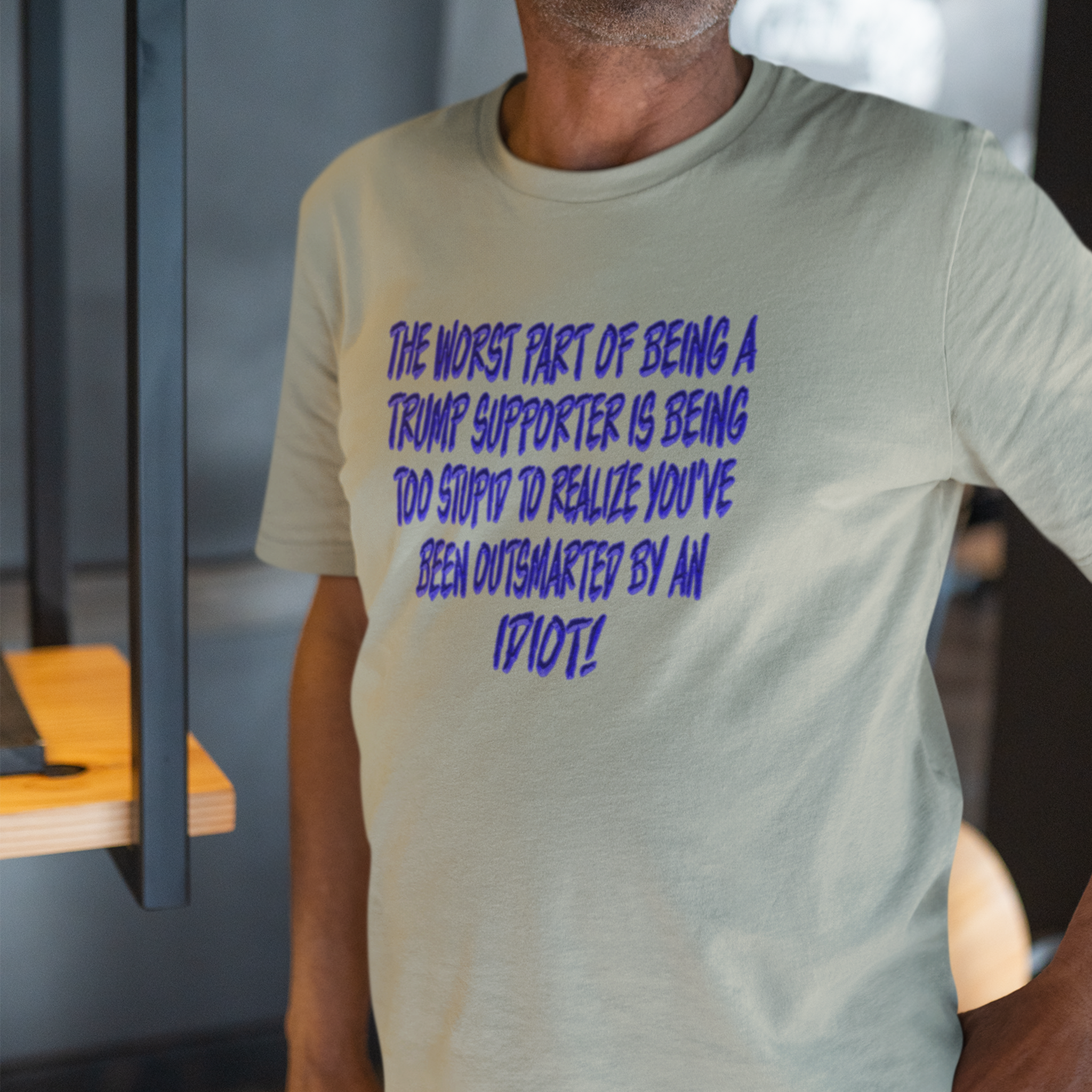 IDIOT BLUE T-SHIRT/ATHLETIC HEATHER