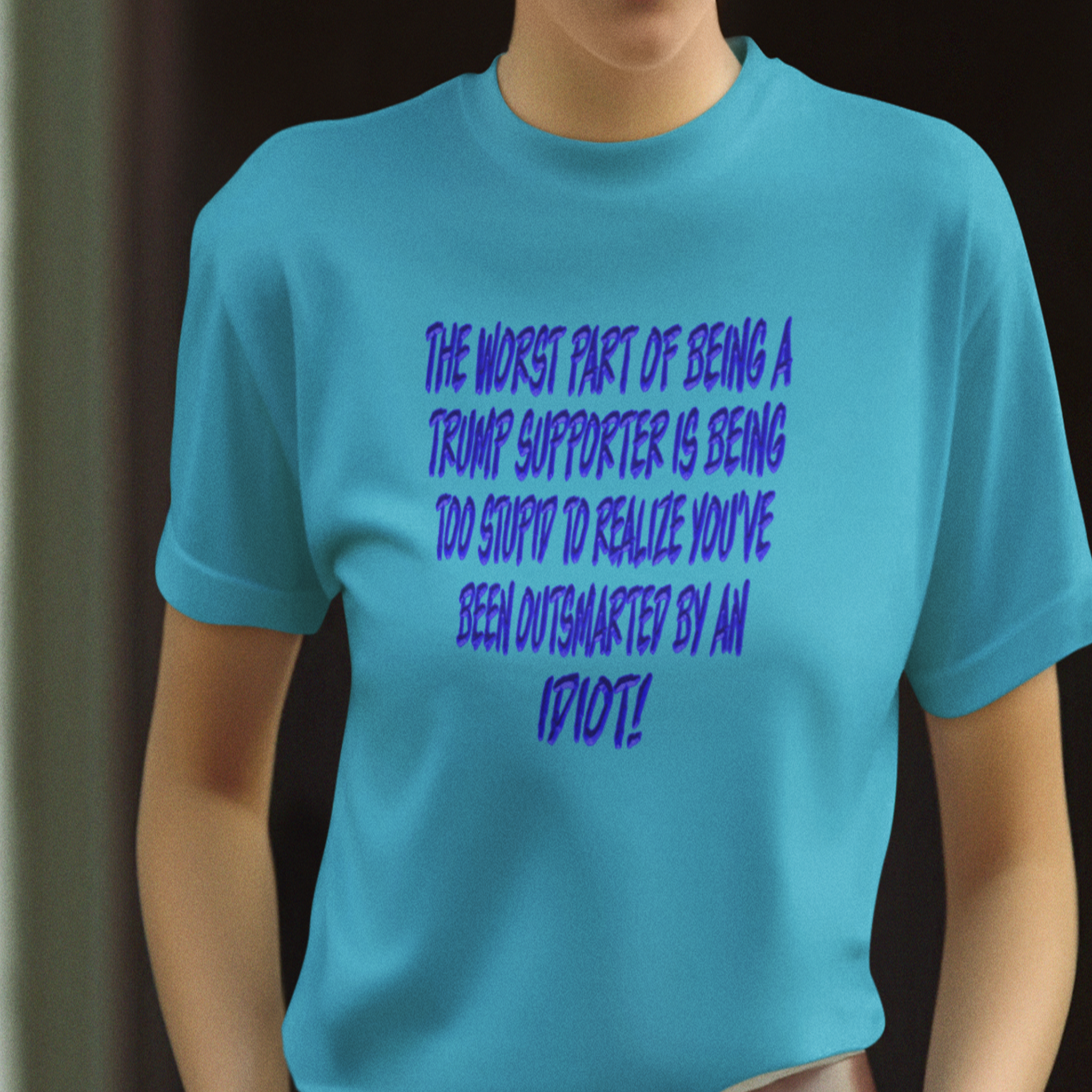 IDIOT BLUE T-SHIRT/HEATHER AQUA
