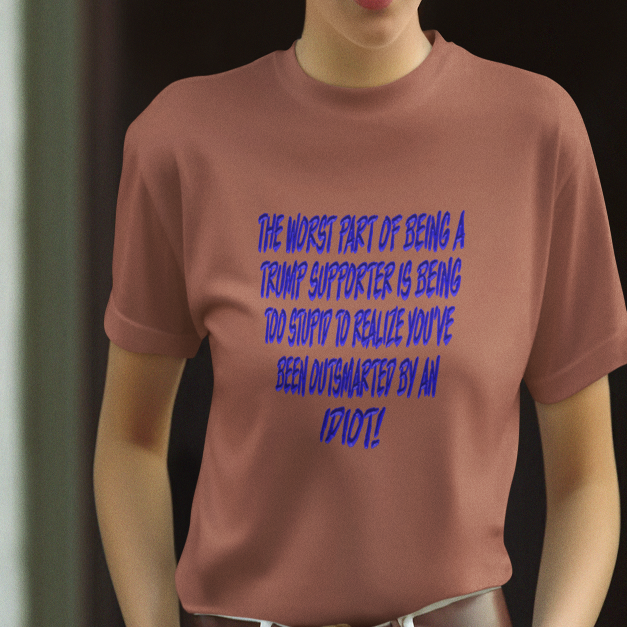 IDIOT BLUE T-SHIRT/HEATHER CLAY