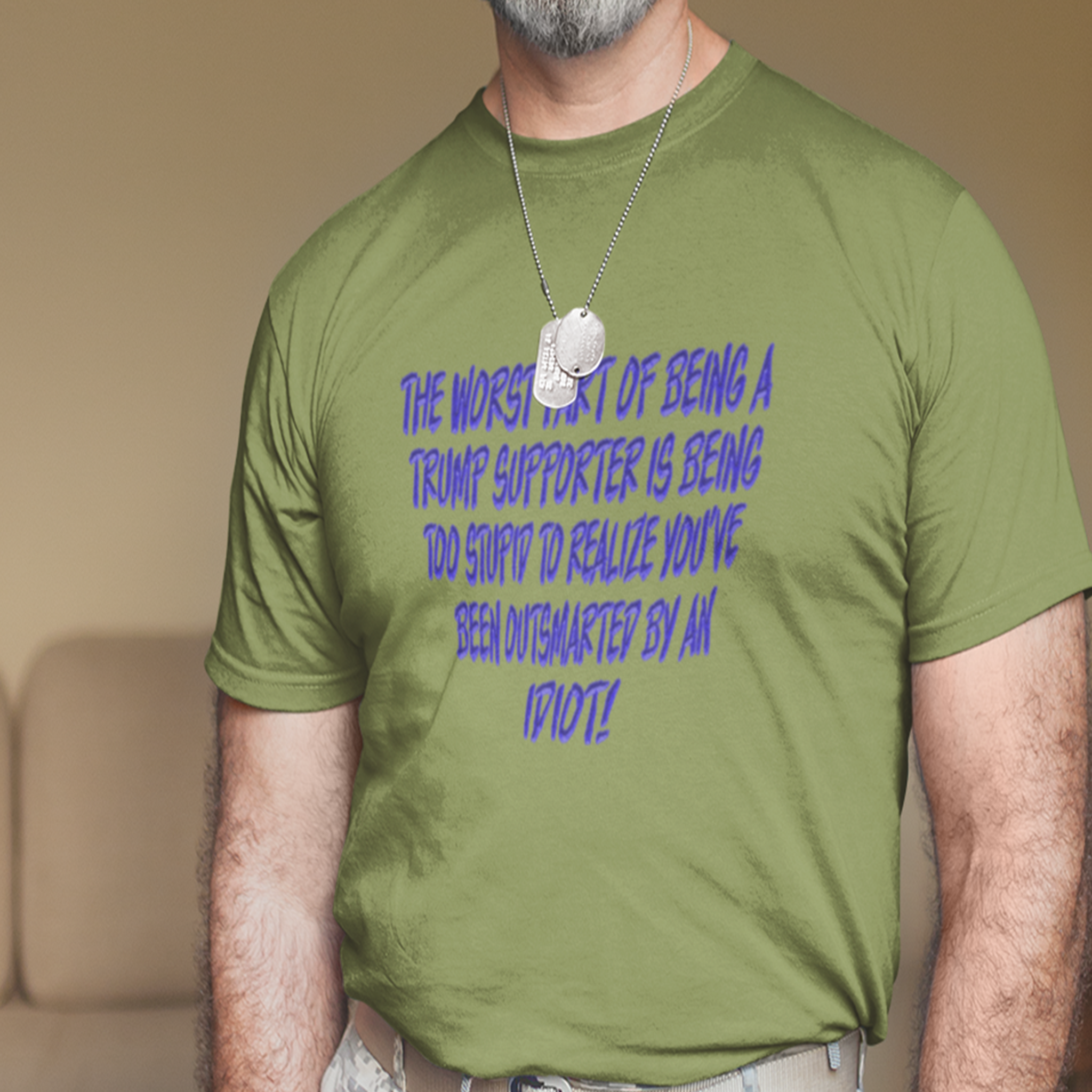 IDIOT BLUE T-SHIRT/HEATHER GREEN