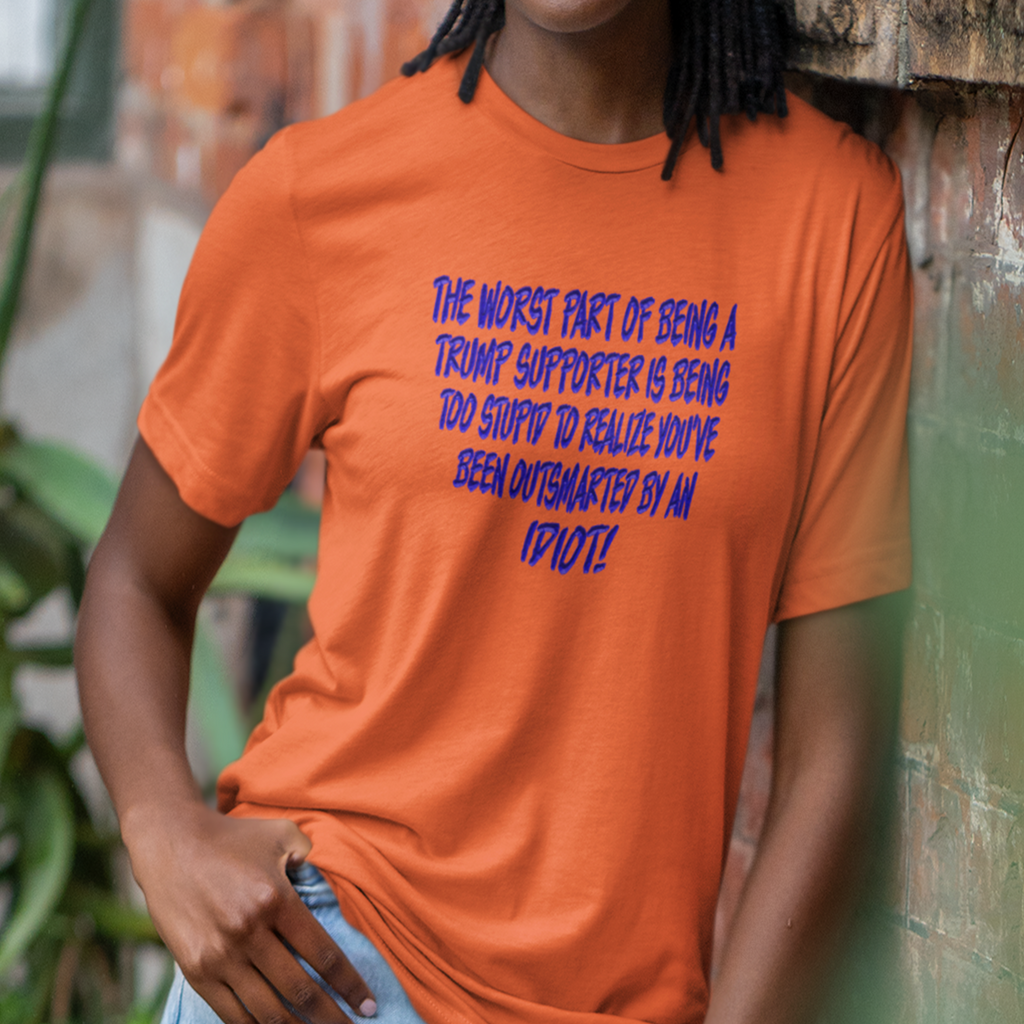 IDIOT BLUE T-SHIRT/ORANGE