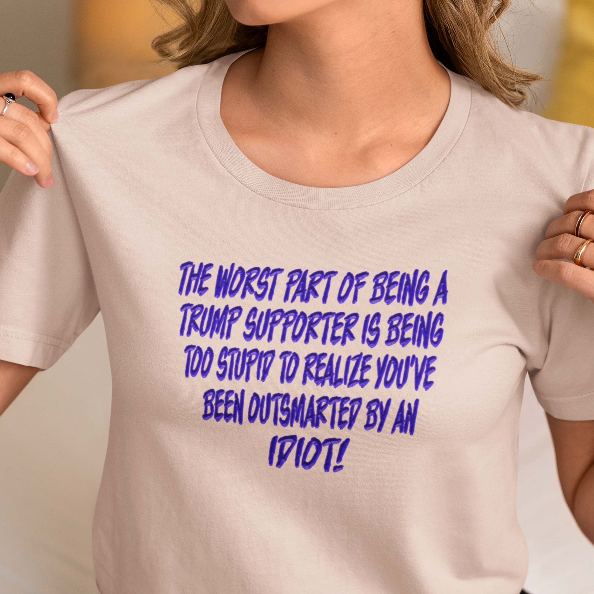 IDIOT BLUE T-SHIRT/SOFT PINK
