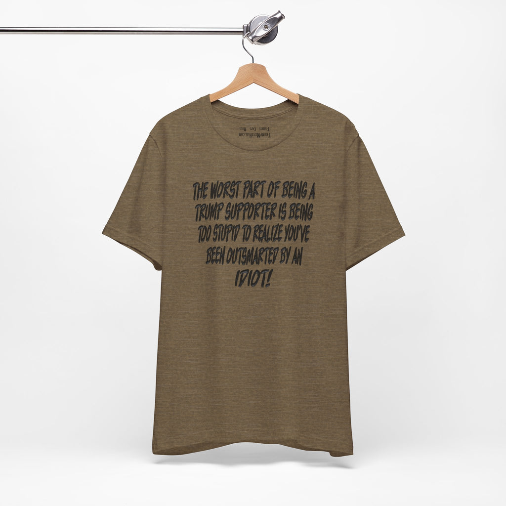 IDIOT BLACK T-SHIRT/HEATHER OLIVE