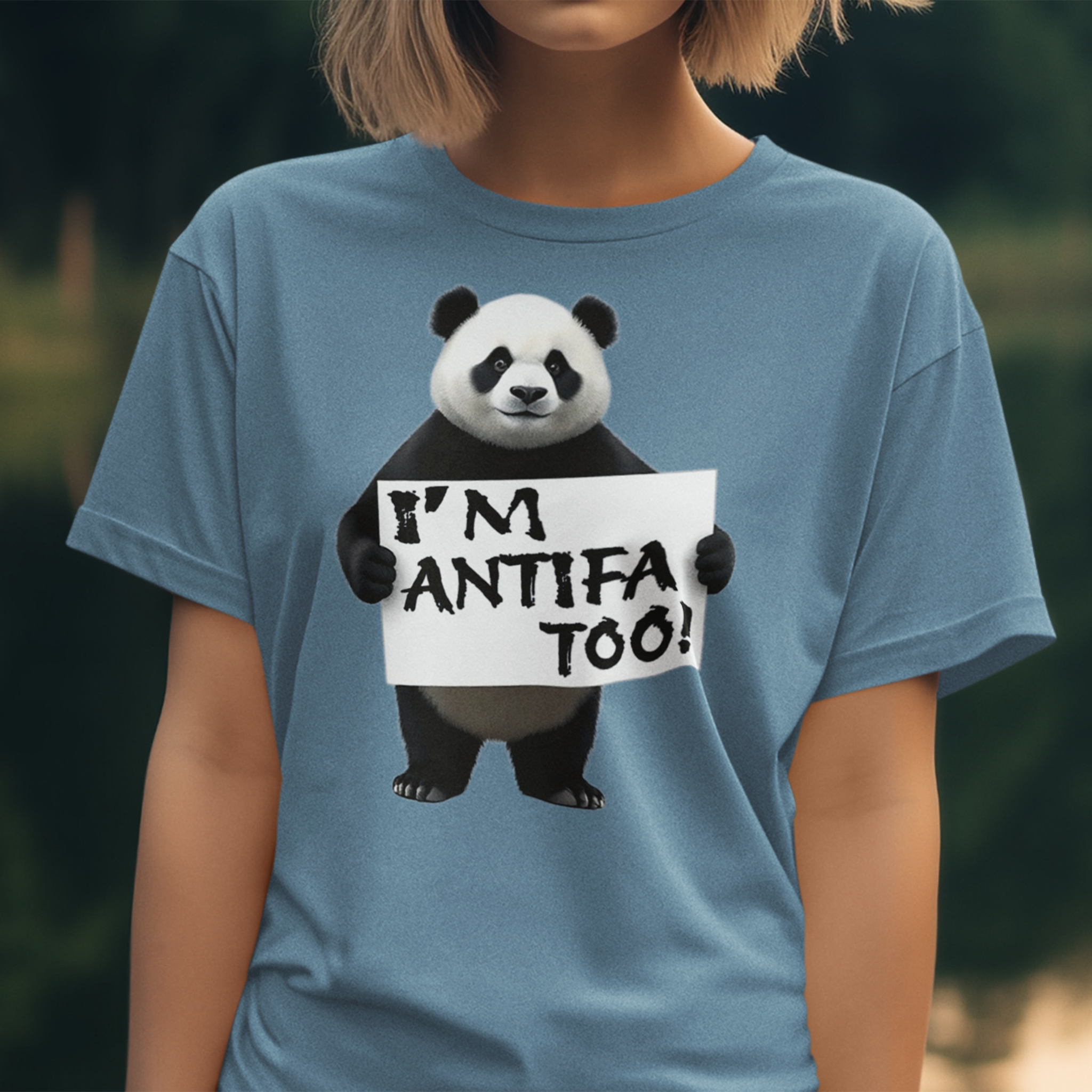 I'M ANTIFA TOO T-SHIRT/STEEL BLUE