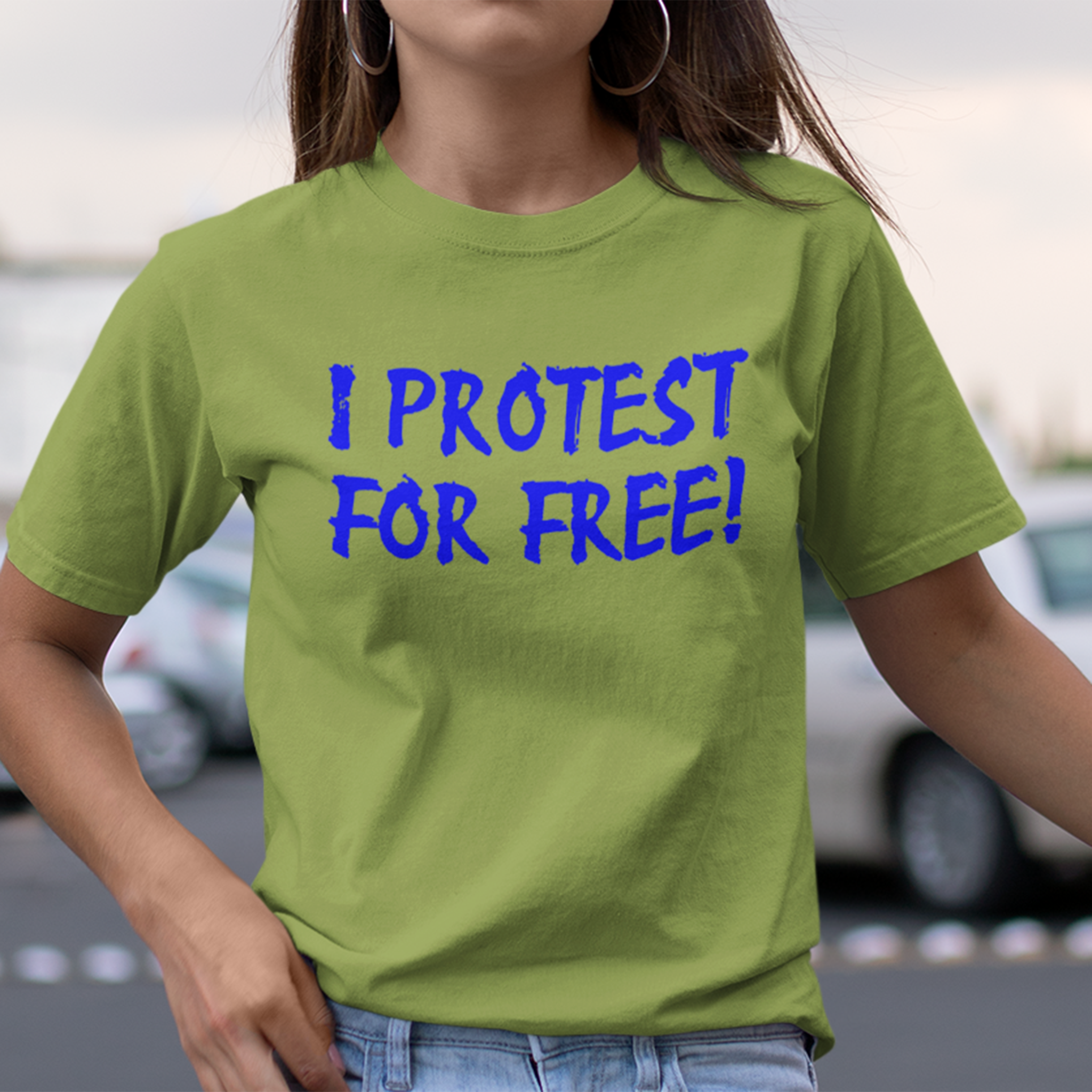 I PROTEST FOR FREE T-SHIRT/HEATHER GREEN