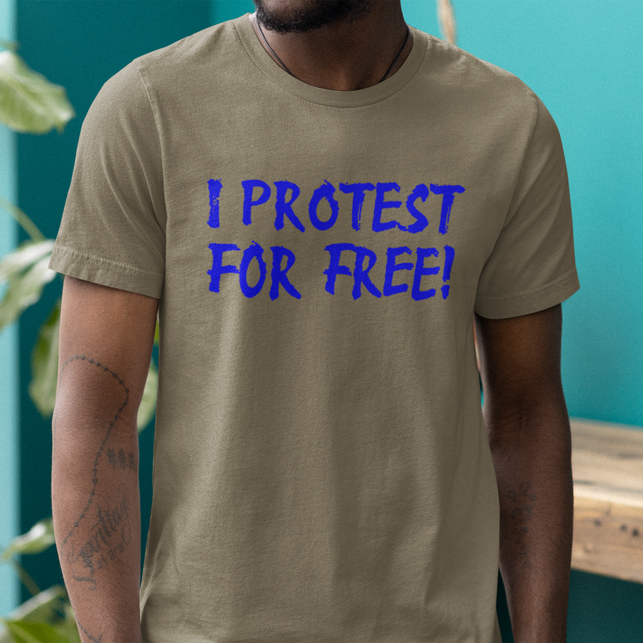 I PROTEST FOR FREE T-SHIRT/HEATHER OLIVE